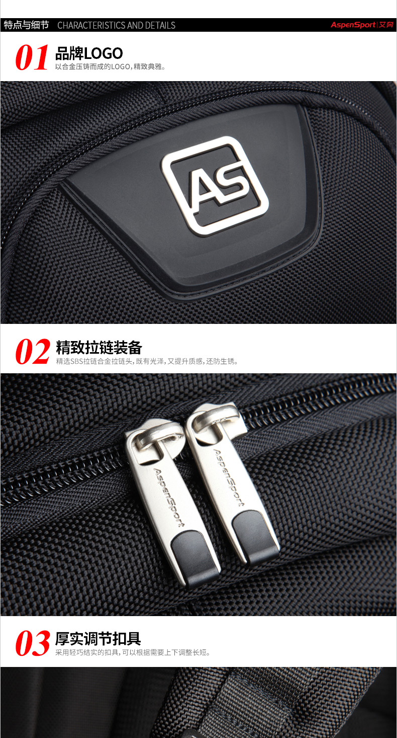 Aspensport กระเป๋าเป้ สะพายหลัง ชาย หญิง Laptop 15-16 นิ้ว รุ่น AS-B22 สีเทา แดง