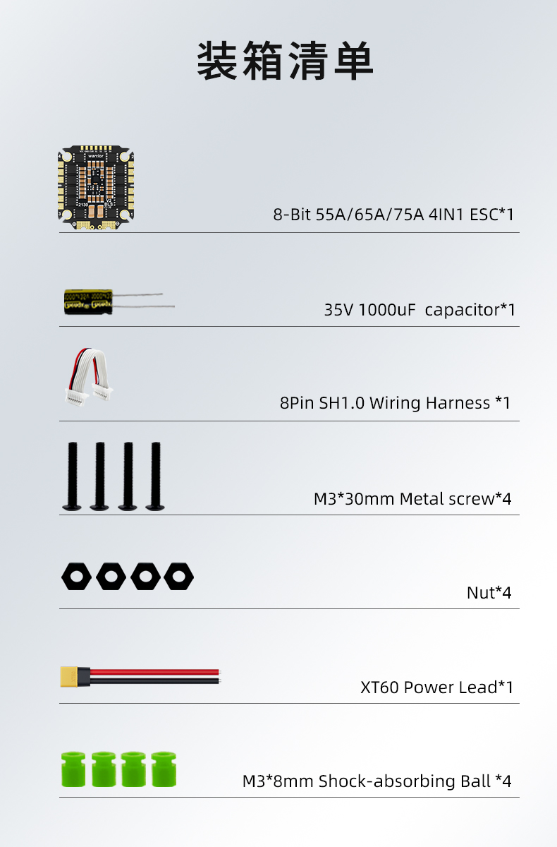 [ESC30x30] Aocoda-RC Warrior 3055S/3065S/3075S 55A/65A/75A 4-IN-1 ESC อุปกรณ์โดรน Drone