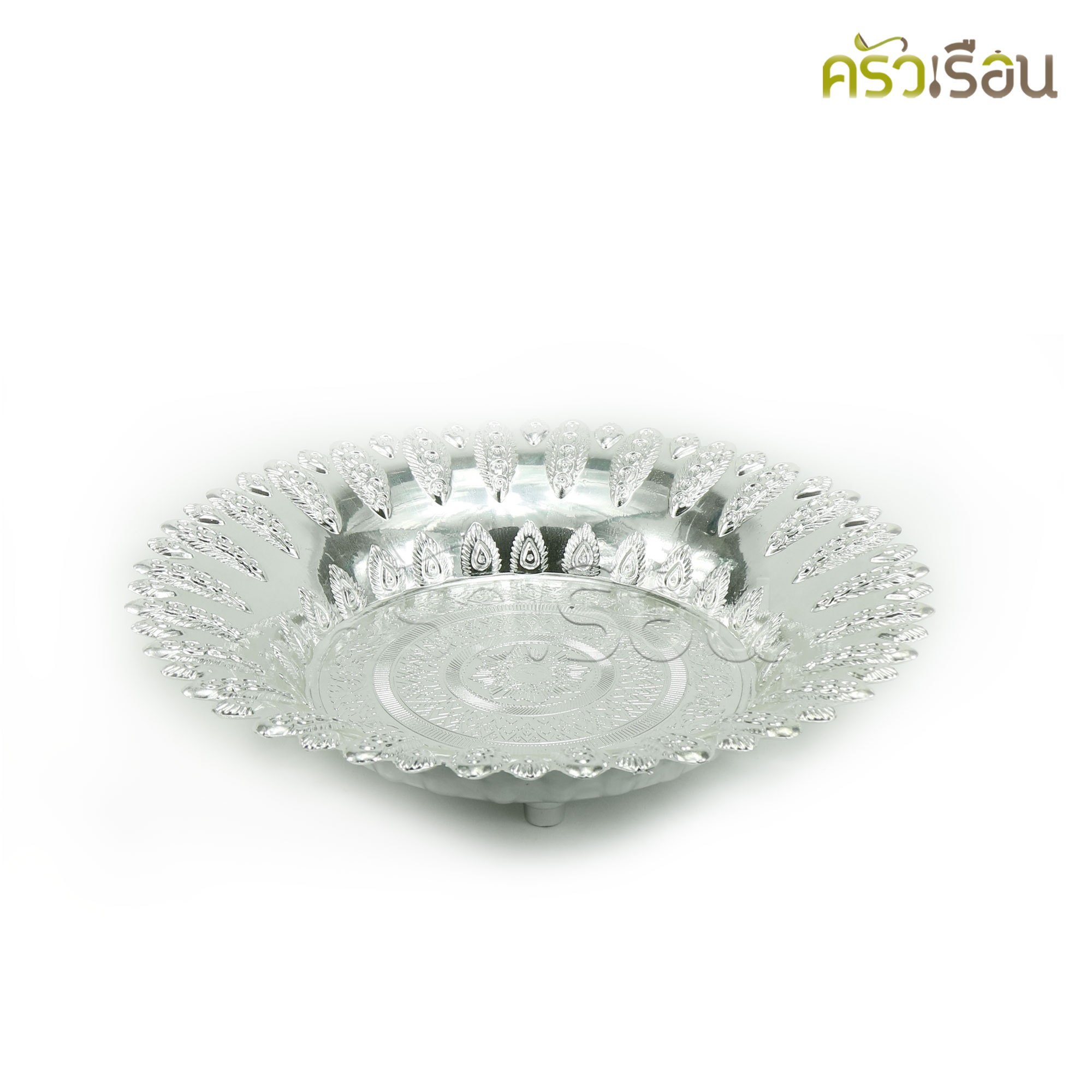 ลายไทย ถาดนกยูง พลาสติก สีเงิน ถาดพลาสติก ถาดลายไทย