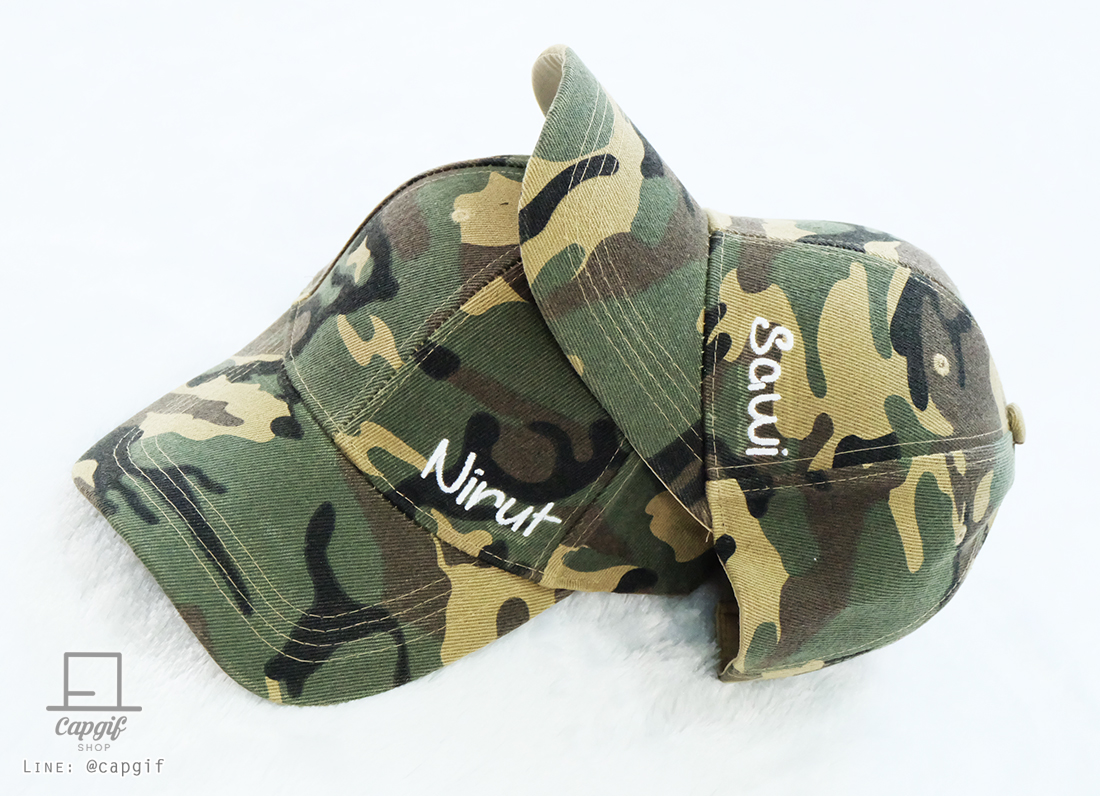 หมวกแก๊ปลายทหารไซส์เด็กปักชื่อ