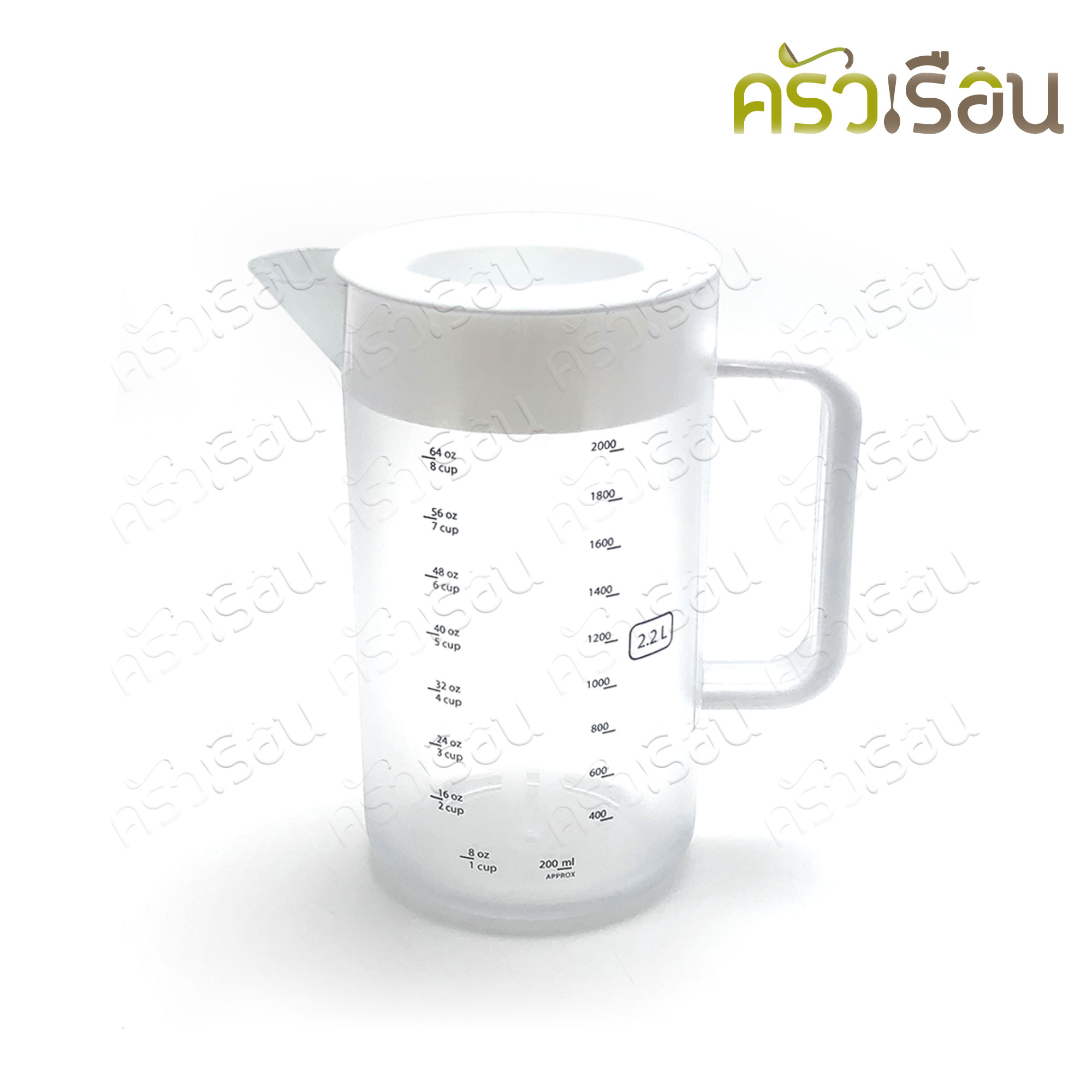 Reangwa Standard round plastic water jug, with scale, 2.2 liters, 13 x 23 cm. RW0172, price per piece, pitcher, measuring pitcher.