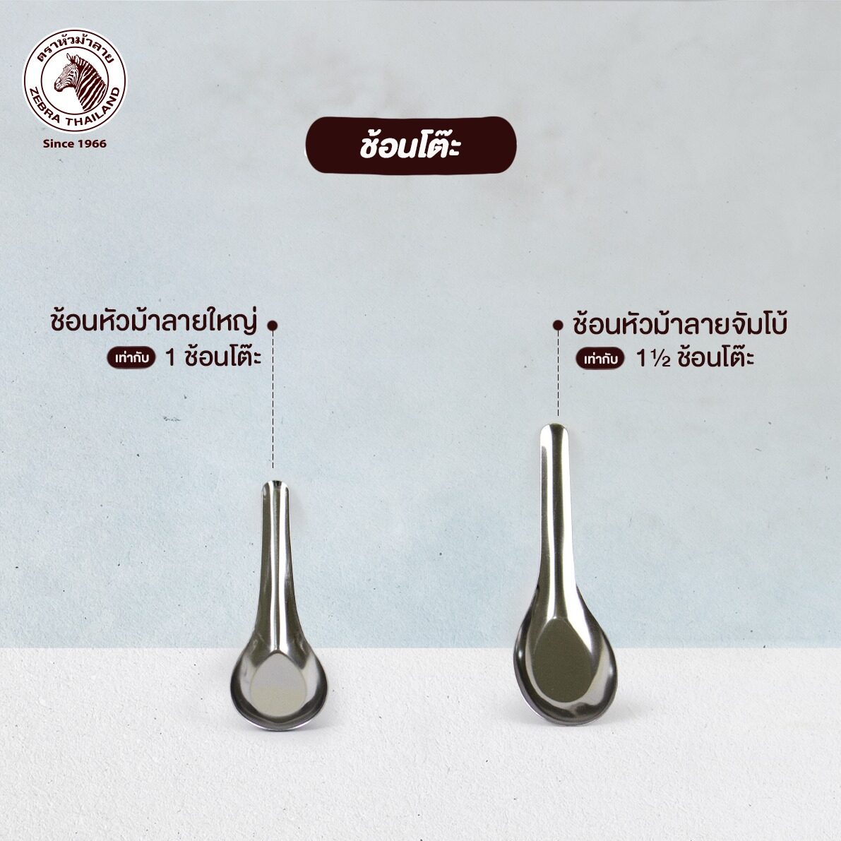 ZEBRA [ 12 กล่อง = 144 คัน ] ช้อนหัวม้าลาย ใหญ่ 4.2 x 13 ซม. 100000 x 12 ช้อนข้าว ช้อนก๋วยเตี๋ยว ช้อนจีน ช้อนสั้น ช้อนม้าลาย