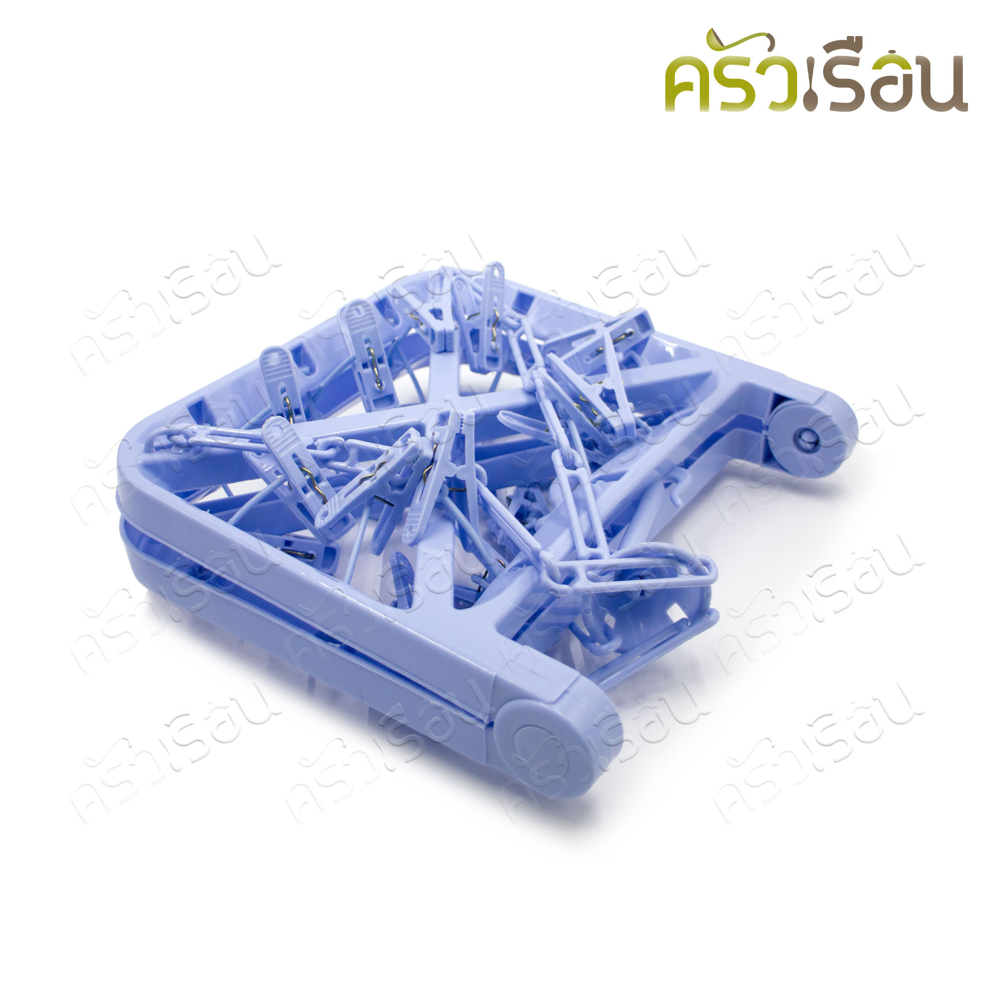 [ สินค้าสต็อก คละสี ] ห่วงตากผ้า พลาสติก เหลี่ยมเล็ก แแบพับได้ #206 กิ๊บ 20 ตัว 45 x 25.5 ซม.
