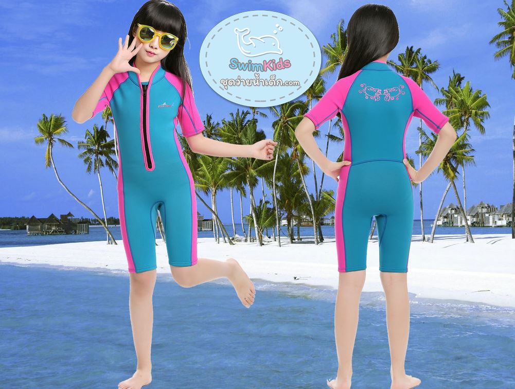 ขายส่ง 5 ชุด Set - T2 ( ชุดว่ายน้ำเด็กควบคุมอุณหภูมิ ป้องกันหนาว+ ป้องกันUV สำหรับเด็ก 2-5 ปี มี 5 ชุด คละแบบ / คละไซส์)