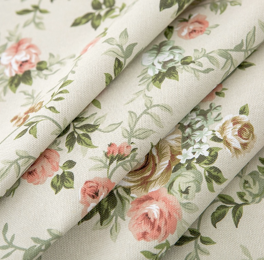 ผ้าปูโต๊ะอาหาร ผ้าปูโต๊ะลายวินเทจ 145x200 cm กุหลาบสีครีม