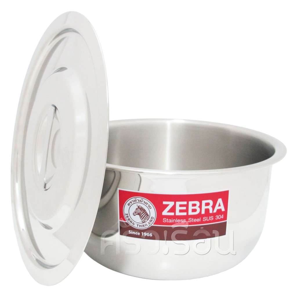 Zebra หม้อแขก สเตนเลส 22 ซม. สูง 12 ซม. ความจุ 4 ลิตร ตราหัวม้าลาย 170022 หม้อไม่มีหู หม้ออินเดีย