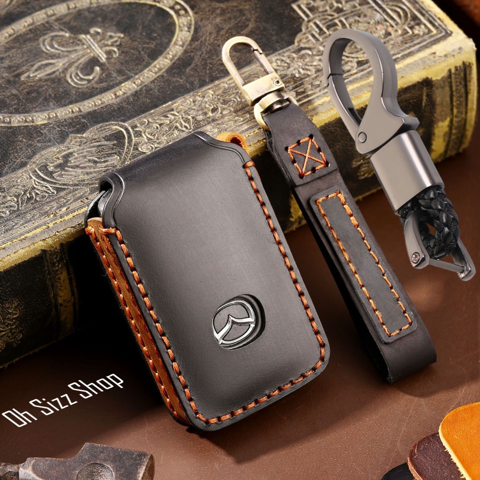 เคสรีโมทรถ Mazda CX Full Package 2022 งานหนังม้า พรีเมียมเกรด Premium Grade Hallmo HANDMADE ทรงคลาสสิค (Horse Leather Key Case Key Sets ; ) Key Sets Mazda CX3 2021 , CX30, CX50 Smart Key 2 และ 3 ปุ่ม ใส่ได้
