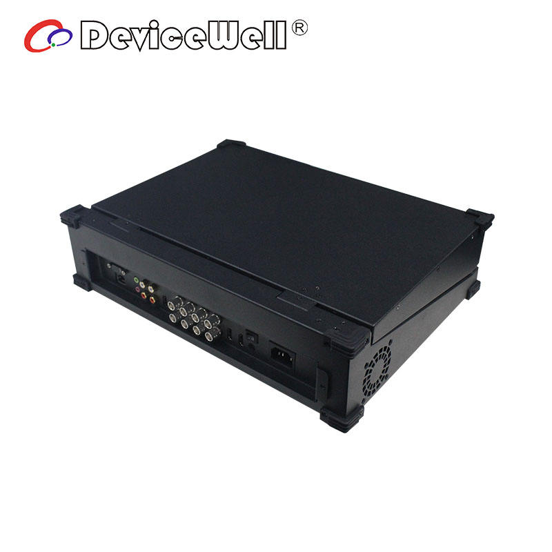 DeviceWell HDS9106: เครื่องสลับสัญญาณวิดีโอ Full HD 6 ช่อง (4x SDI, 2x HDMI) แบบ All-in-One พร้อมจอภาพ 15.6 นิ้ว, T-Bar และฟังก์ชัน Keying สำหรับงาน Broadcast และ Live Production