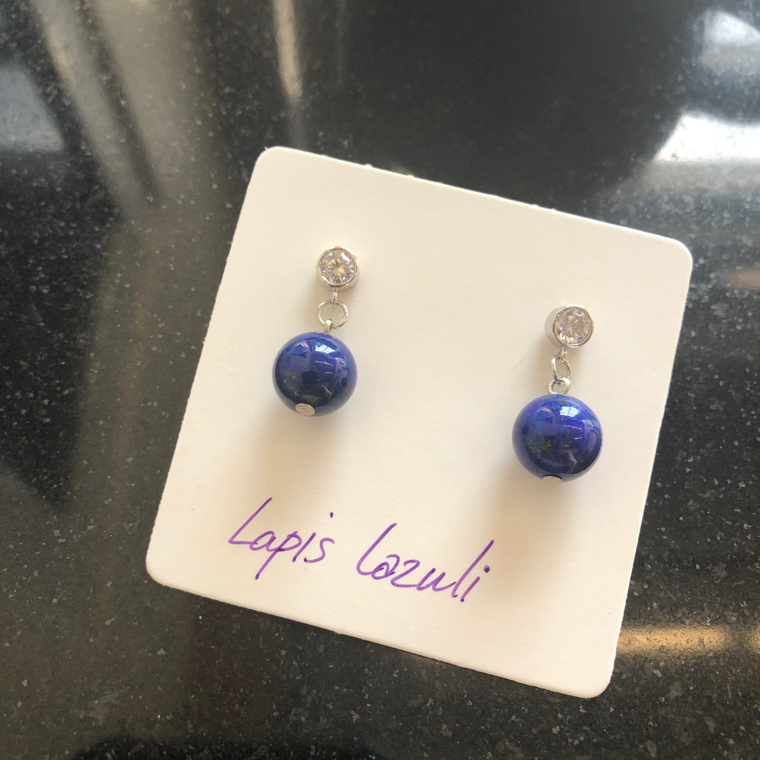 Lapis Lazuli Earring ต่างหูลาพิส ลาซูรี่ (For Protection and Communication)