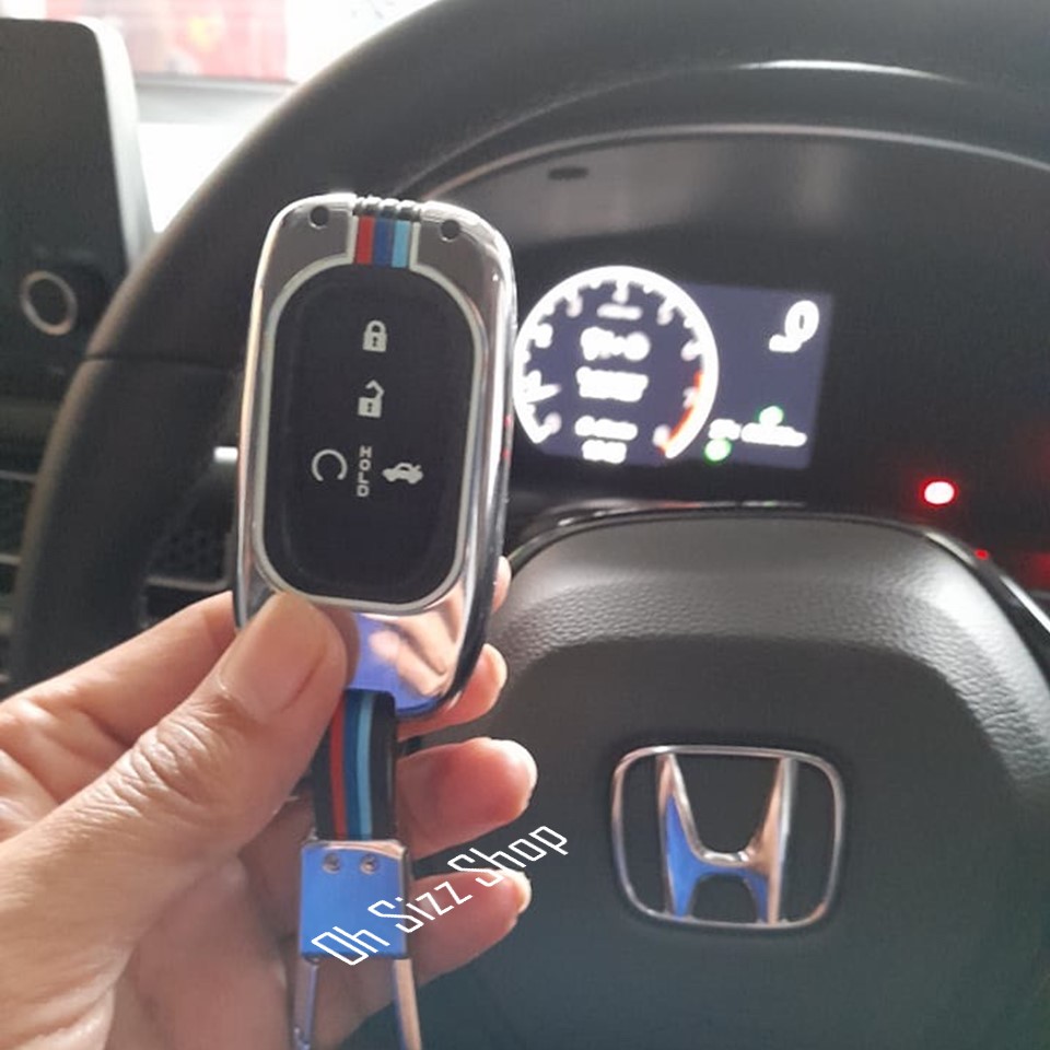 เคสโลหะอัลลอยรีโมทรถ Honda Civic Fe All New HRV 2022 Gen 11 แบบ 2 ชั้น (Double-Layer Metal Alloy Key Cover with Silicone push button Guard 360) Model Honda All New Honda HRV e HEV Smart Key 11 Generation Smart Key 2, 3 และ 4 ปุ่ม