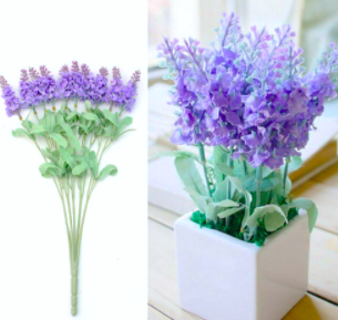ดอกลาเวนเดอร์สีหวาน งานผ้า สำหรับตกแต่งบ้านให้สดใส น่าอยู่ สีม่วงเข้ม จำนวน 4 ช่อ
