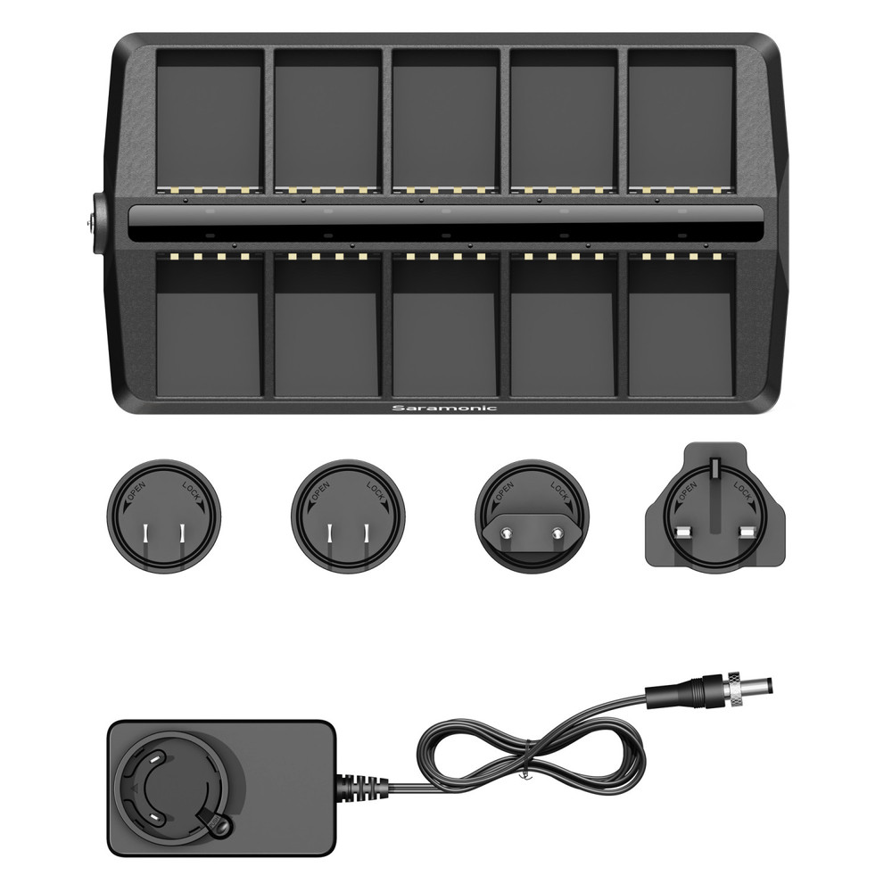 Saramonic WiTalk9-CB10: แท่นชาร์จ 10 ช่องสำหรับแบตเตอรี่ WiTalk9-BP ของหูฟังอินเตอร์คอม WiTalk9