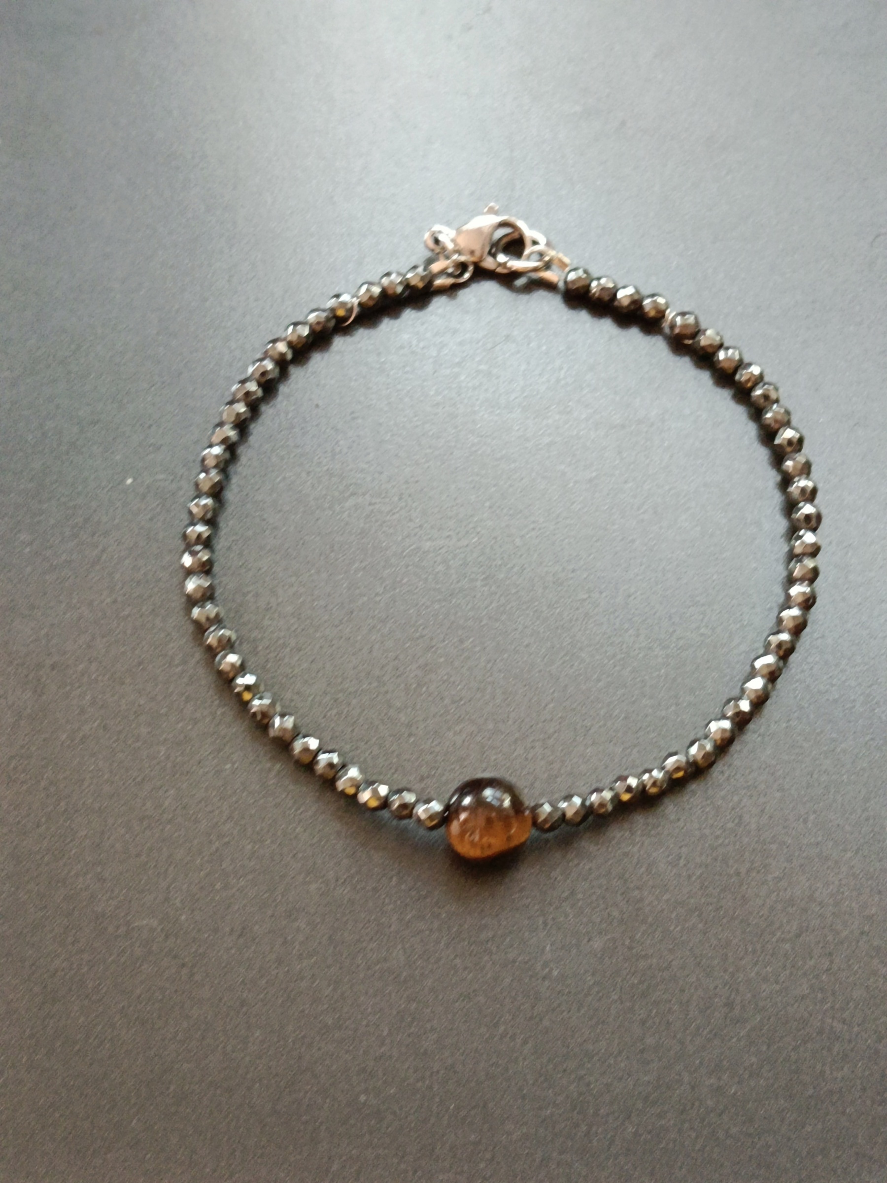Plus Size 8นิ้ว สร้อยข้อมือหินแท้ Hematite + Tiger's Eye Bracelet (Grounding , Protection)