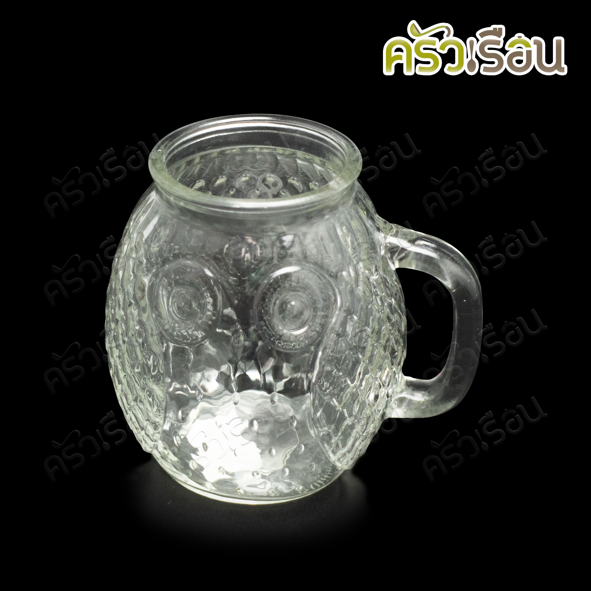 FOFO แก้วน้ำ มีหู ลายนกฮูก ขนาด 500 ml. (16 oz.) 6.5 X 11.5 ซม. GG3500
