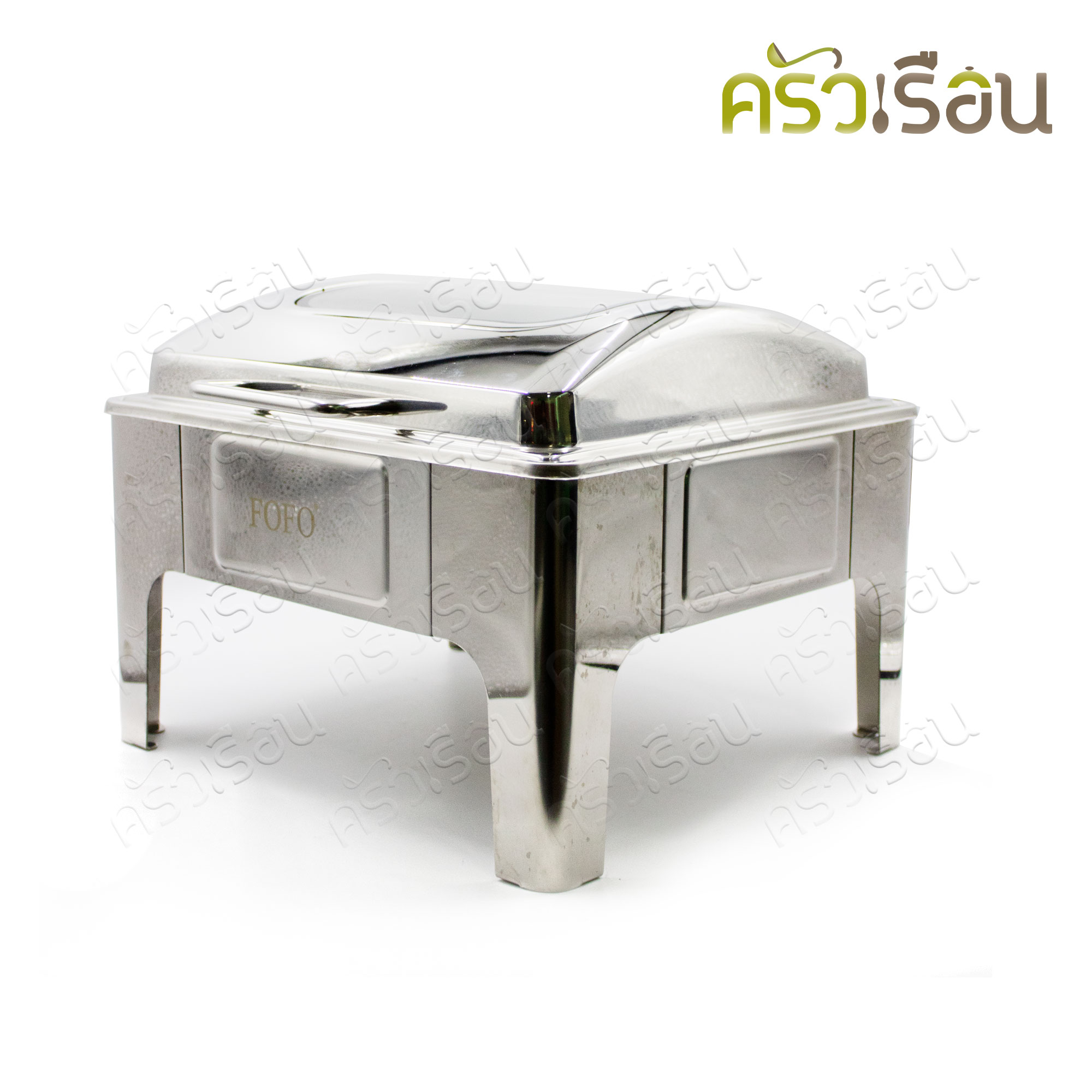 FOFO Square Food Warmer Set, Stainless Steel, Glass Lid, Automatic Closing, 6 Liters, FOFO SA7322G Brand, Food Warmer, Buffet Tray