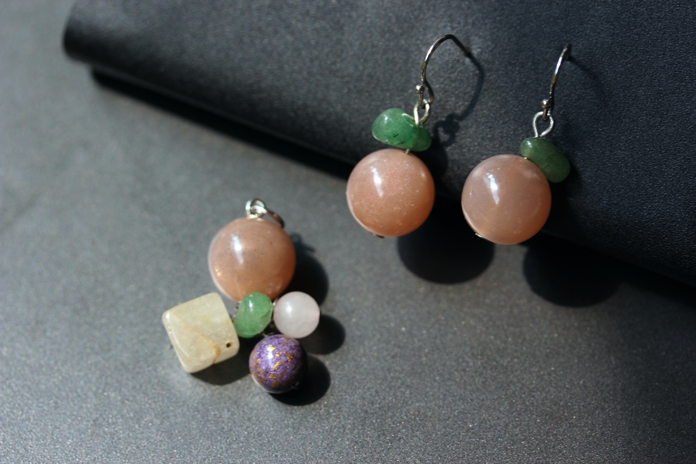 ชุดสร้อยจี้ พร้อม ต่างหูหินแท้ซันสโตน Sunstone Jewelry Set (เพิ่มพลังงานความสดใส)