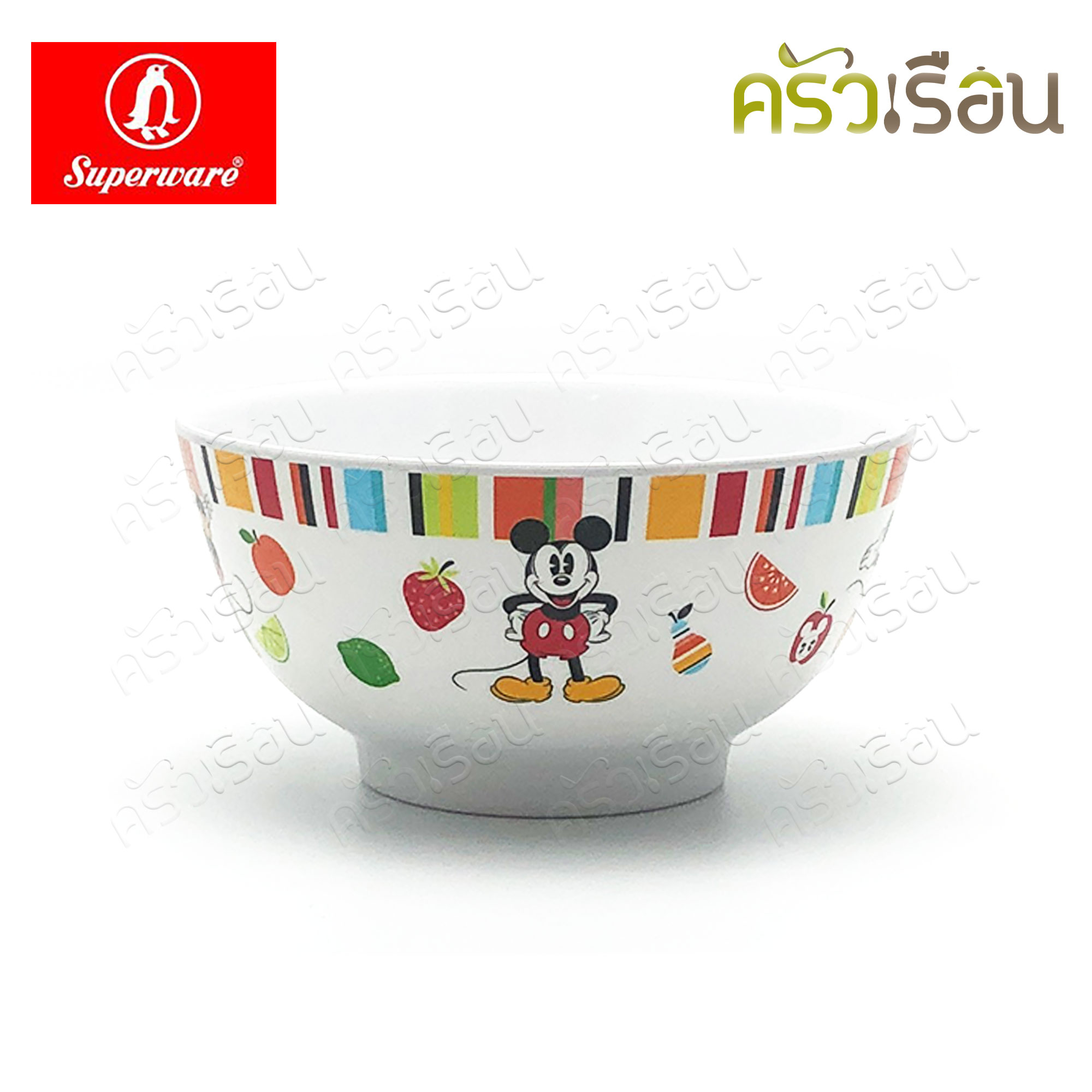 Superware ลาย Mickey Summer Fun มิกกี้ ซัมเมอร์ฟัน [ ราคาต่อชิ้น ] จาน หรือ ชาม หรือ ช้อนส้อม หรือ แก้วน้ำ เมลามีน