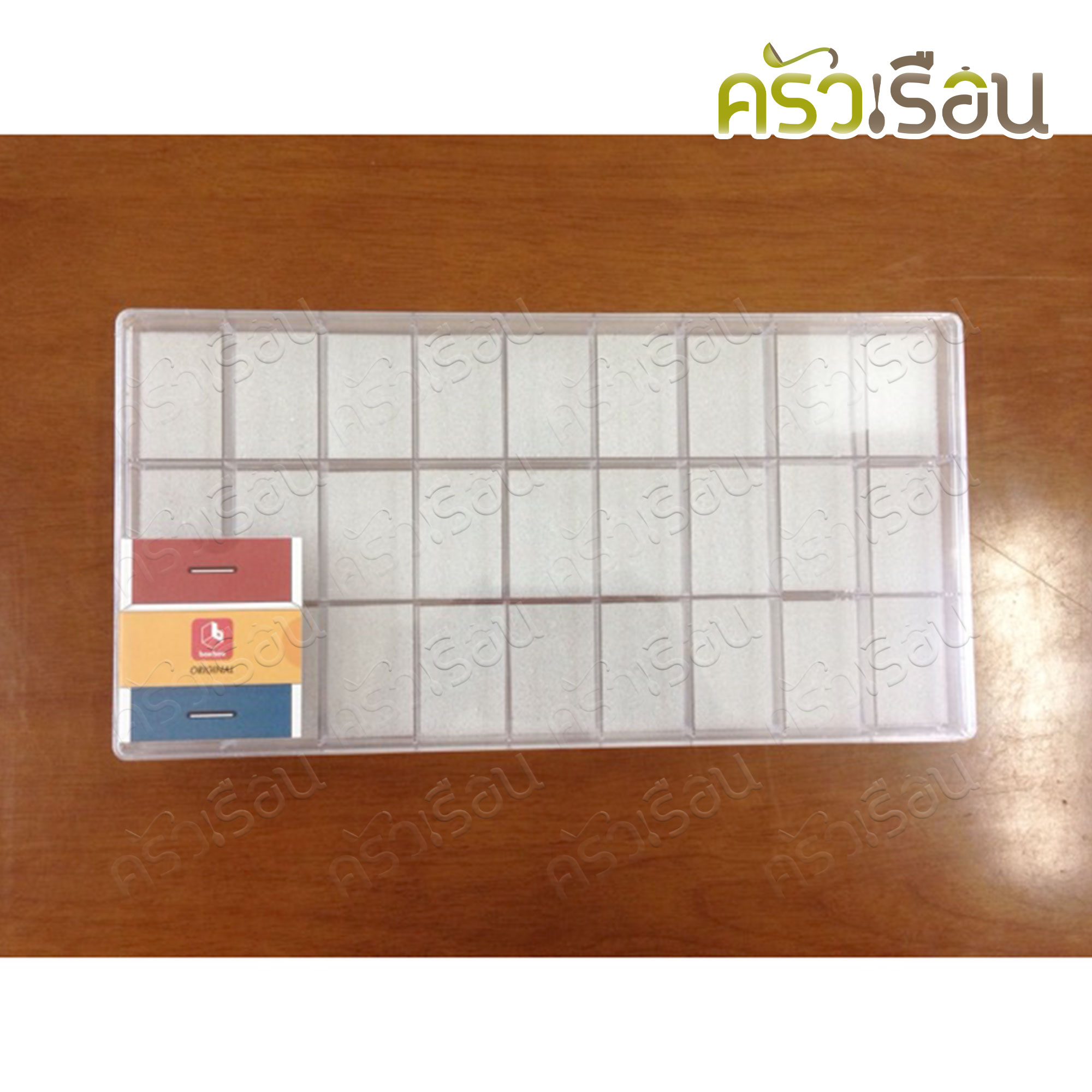 Nam Ngai Hong กล่องเหลี่ยมใส 27 ช่อง + ฟองน้ำ 16.7 x 32.5 x 2.5 ซม. 6127SPL กล่องแบ่งช่อง กล่องใส่พระ
