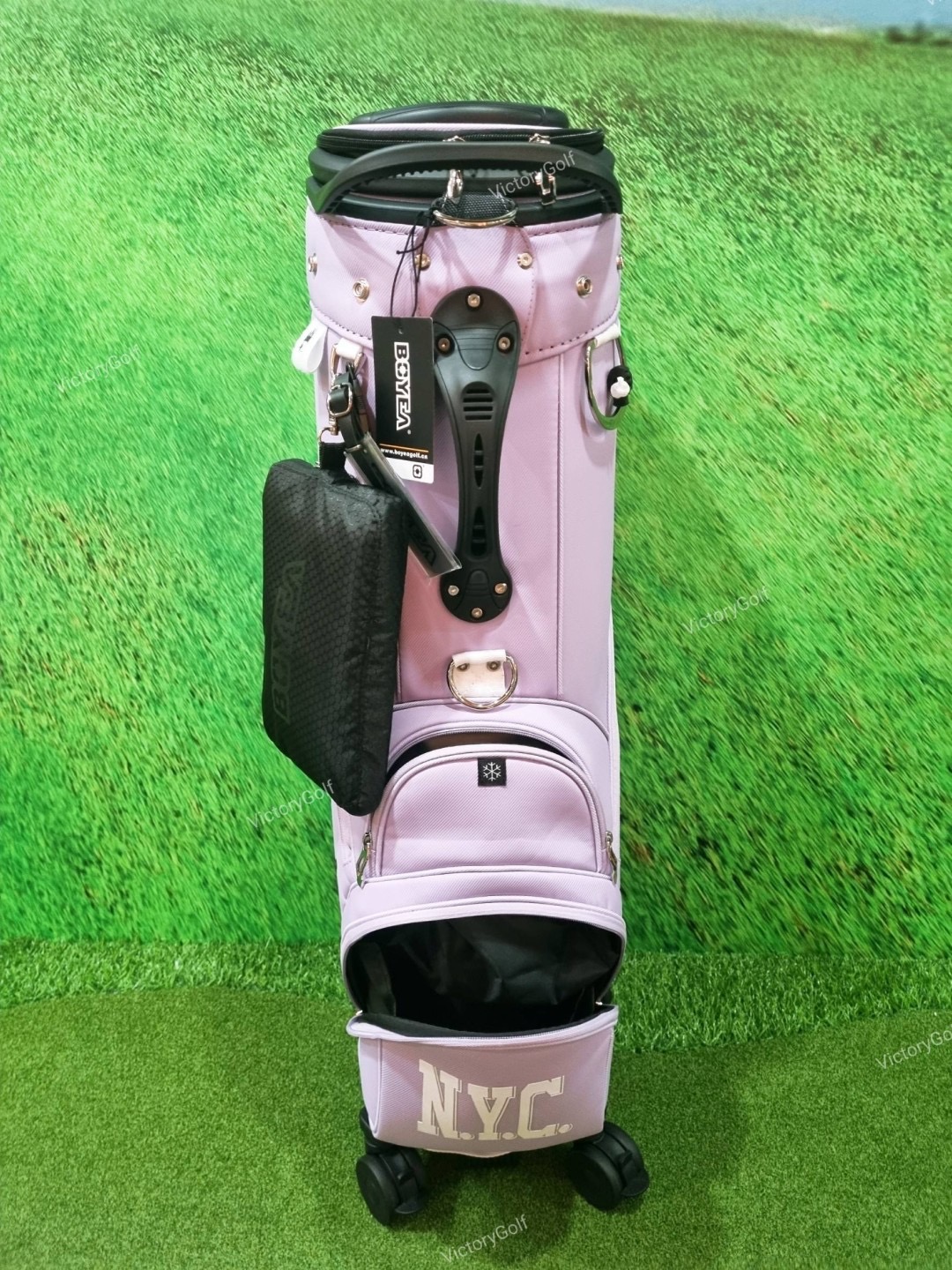(Genuine) Golf Bag Travel BOYEA multifunction 03 (New version) 4 wheels สีม่วงอ่อน *Free Cover Protector