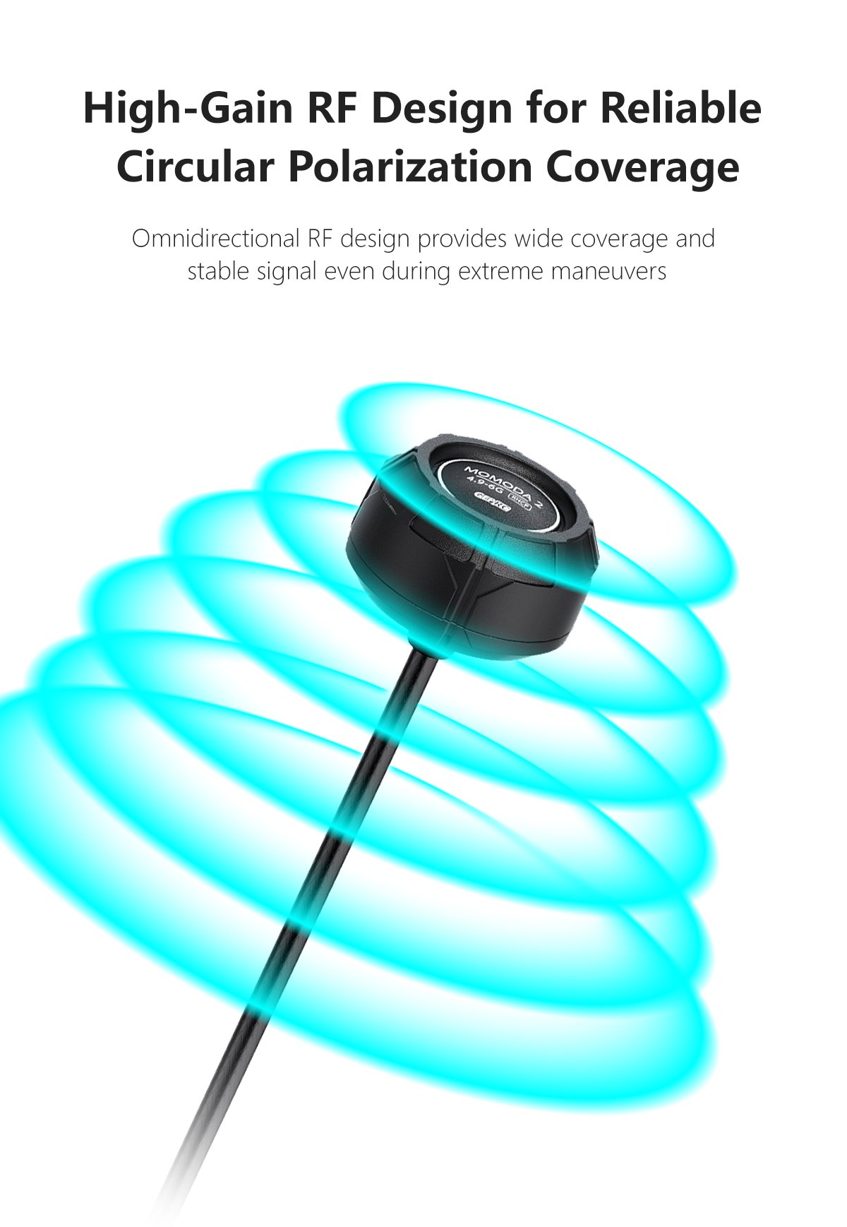 GEPRC Momoda2 Big เสาอากาศ 4.9G–6G | RHCP LHCP | กำลังขยาย 2.5dBi | VSWR ต่ำ | หัว SMA อุปกรณ์โดรน Drone