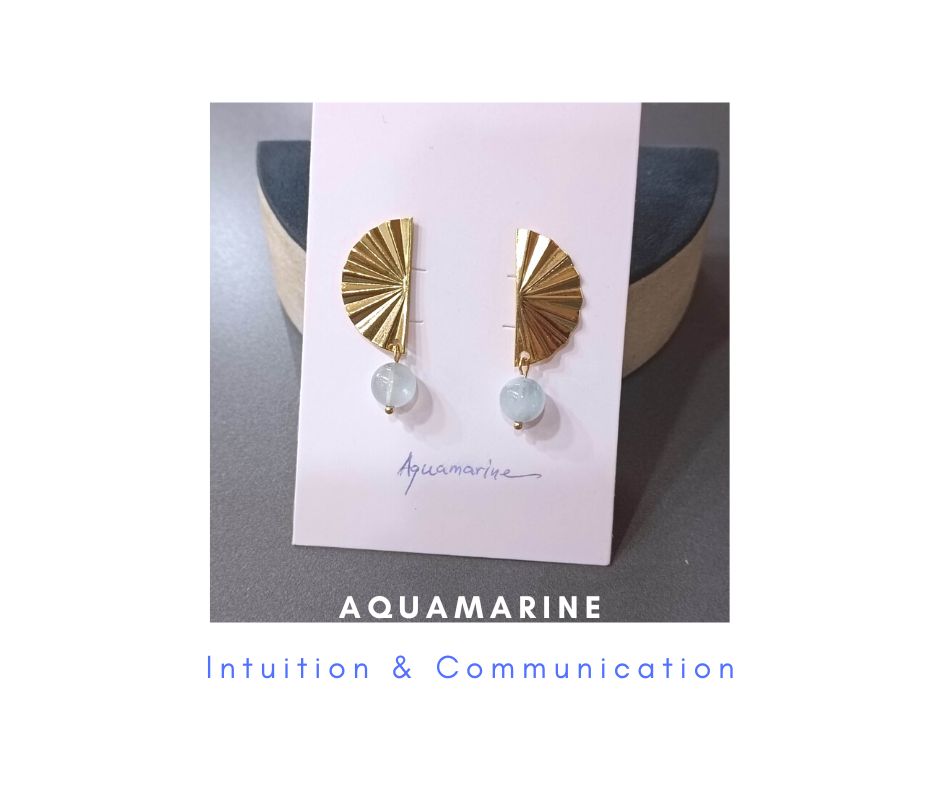 ต่างหู "Summer" Aquamarine Earring (เสริมพลังการพูด การเจรจา ความใจเย็น)
