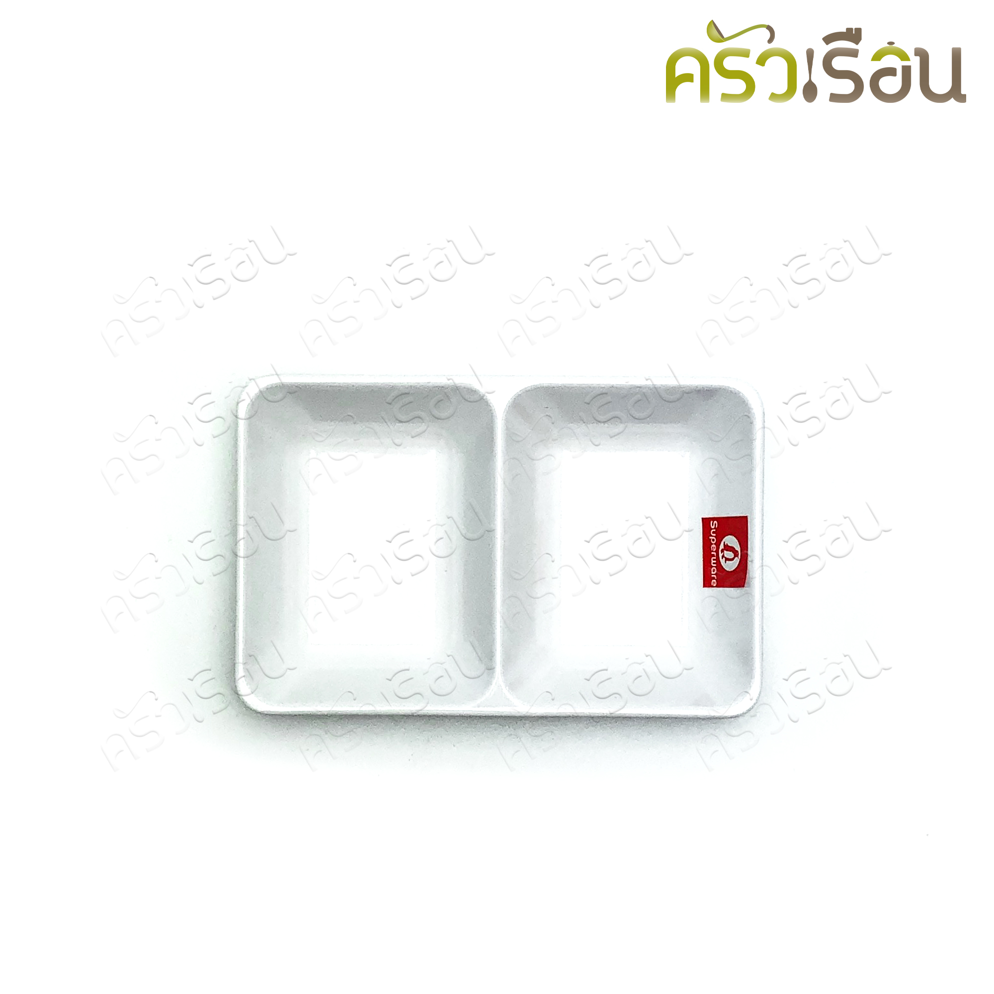 SUPERWARE ถ้วยน้ำจิ้ม 2 ช่อง เมลามีน 5 นิ้ว สีขาวบลูดานูบ D6400-5