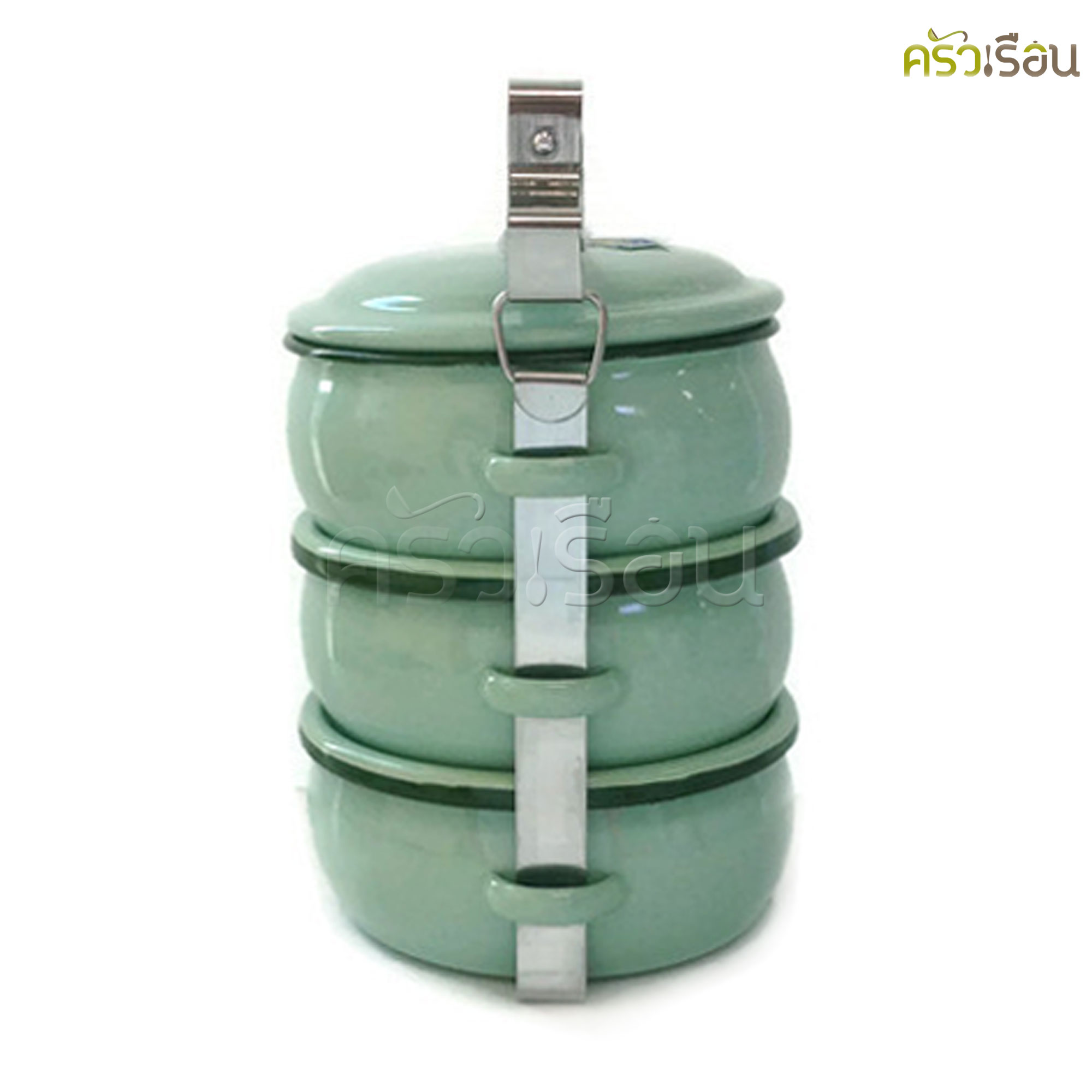 Rabbit Brand ปิ่นโตเคลือบ รุ่นสุขสันต์ 12 ซม. 3 ชั้น ตรากระต่าย