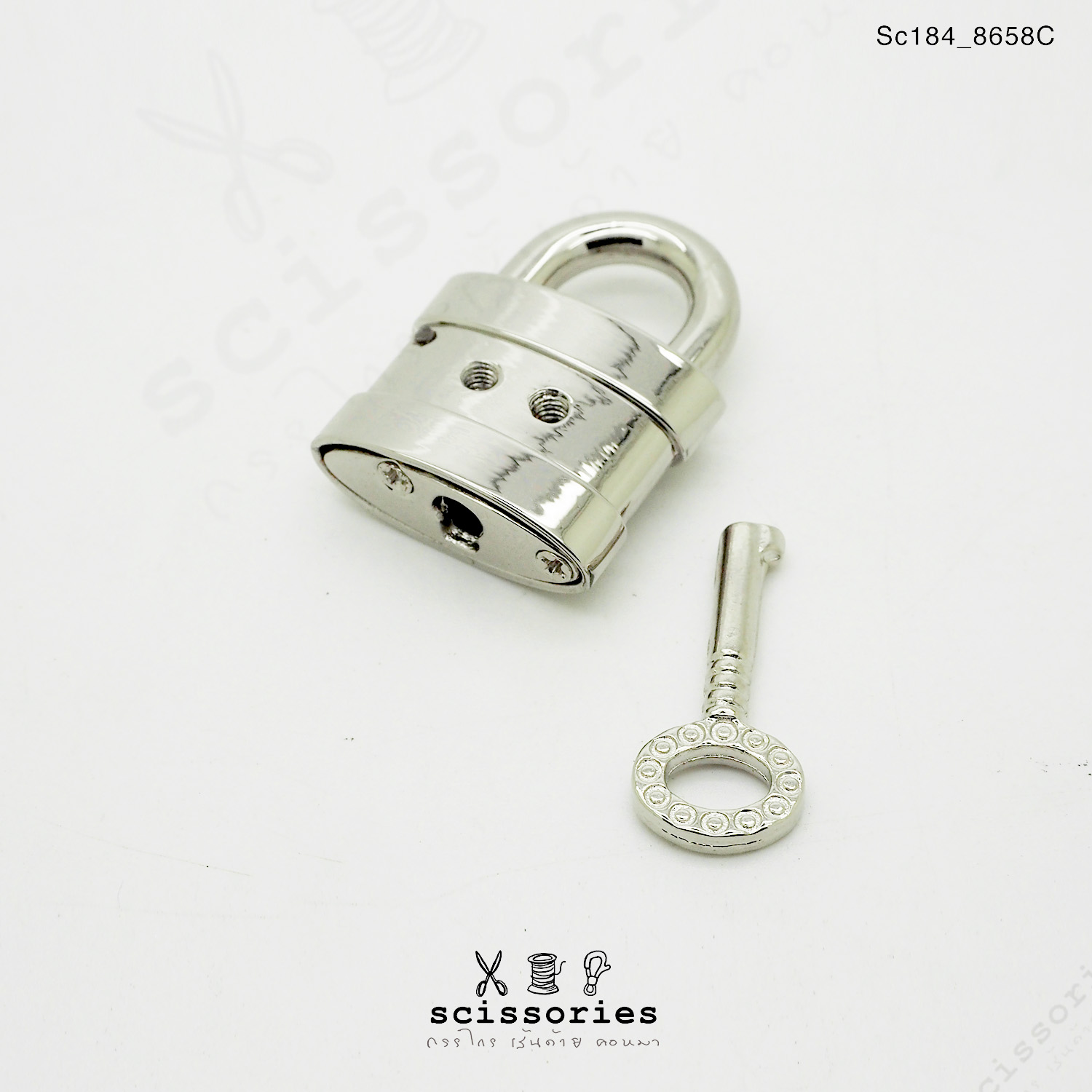 ตัวล็อก พร้อมแม่กุญแจ สีเงิน