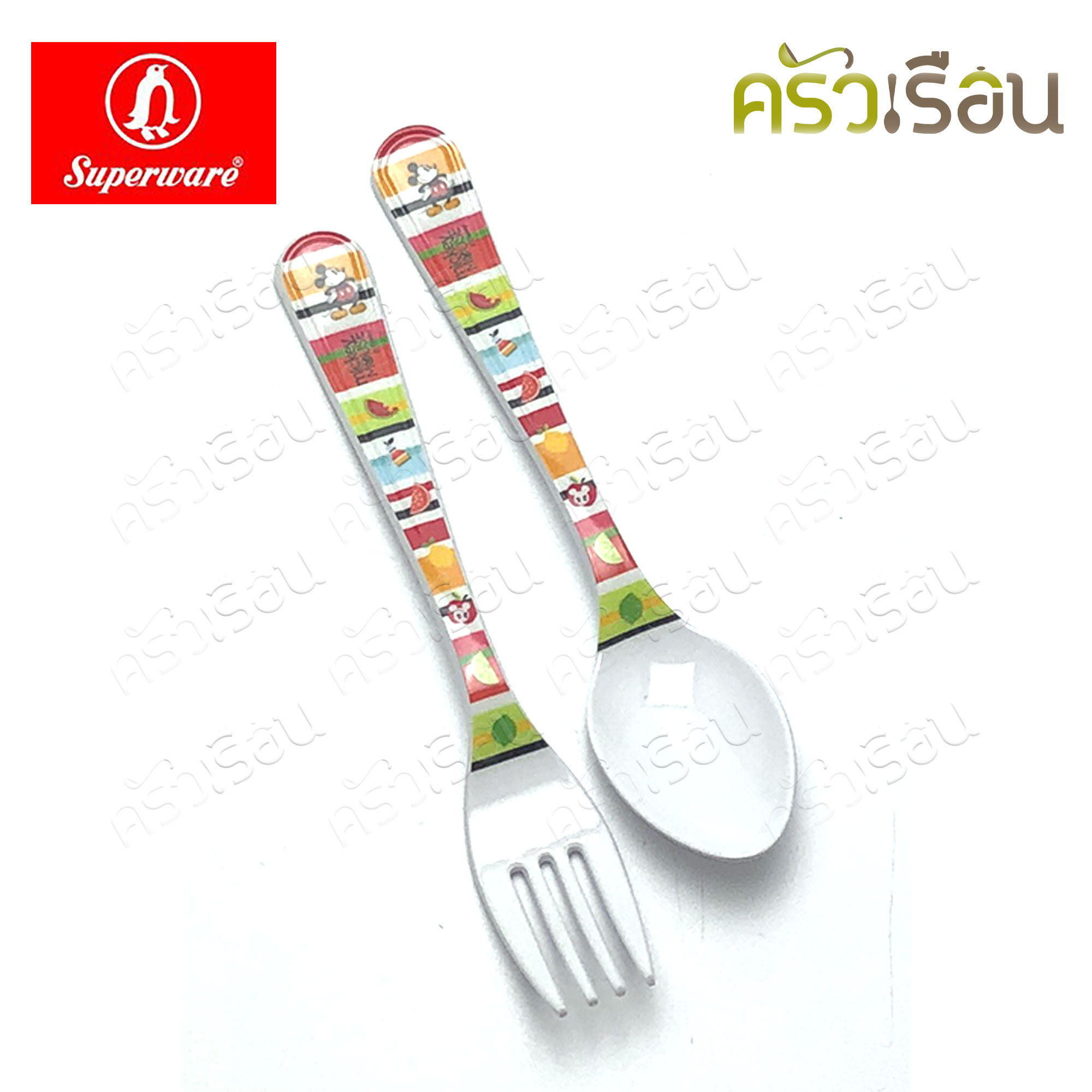 Superware ลาย Mickey Summer Fun มิกกี้ ซัมเมอร์ฟัน [ ราคาต่อชิ้น ] จาน หรือ ชาม หรือ ช้อนส้อม หรือ แก้วน้ำ เมลามีน
