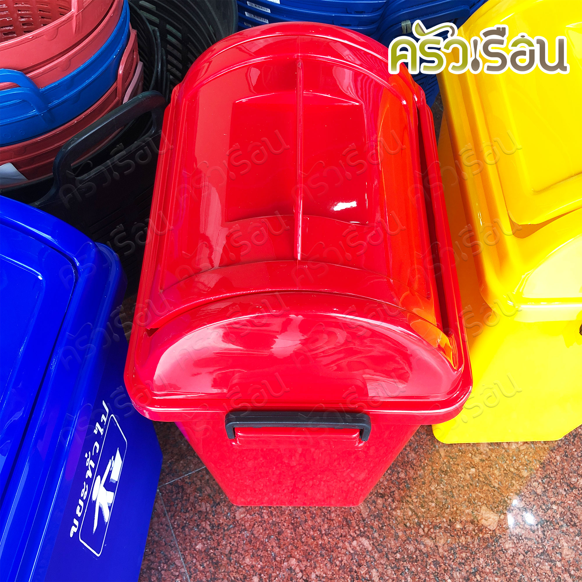 Sahachai ถังผง จัมโบ้ หูล็อค ความจุ 30 ลิตร 27.5 x 36 x 61.5 ซม. [ราคาต่อใบพร้อมฝา] No.1001 ถังขยะ ฝาสวิง ถังแยกขยะ