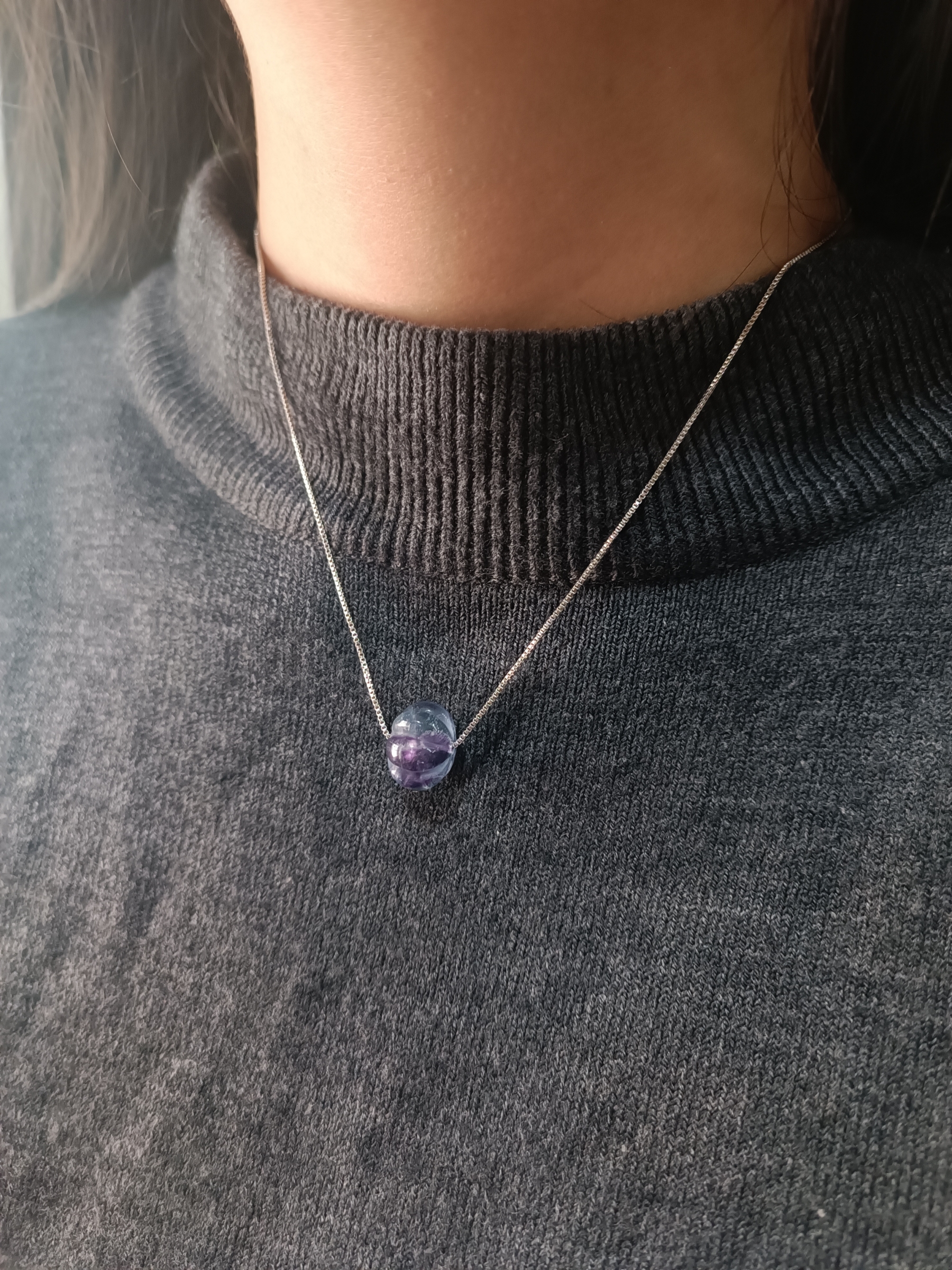 สร้อยคอพร้อมจี้หินแท้ Fluorite Necklace (คลื่นความถี่ปัดเป่า ป้องกันการล่อลวง)