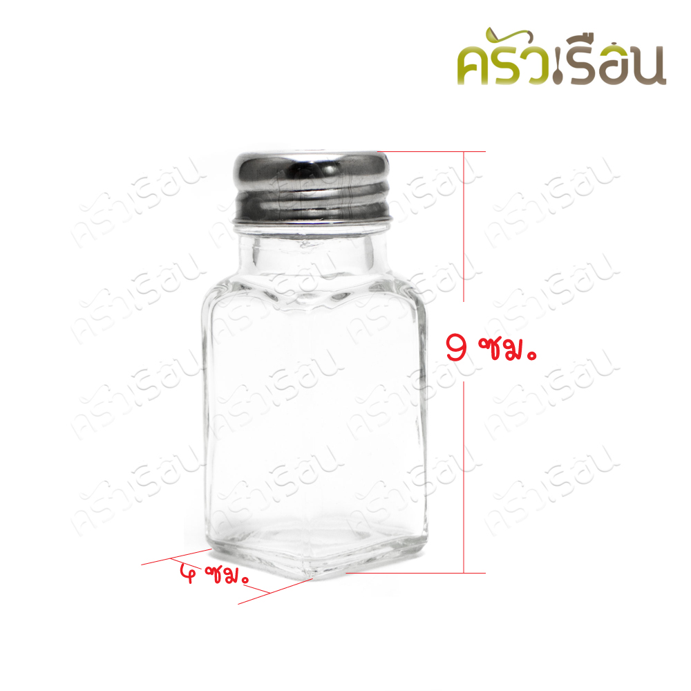 US ขวดไม้จิ้มฟัน แก้ว สี่เหลี่ยม ฝาสเตนเลส 3 ออนซ์ 4 x 9 ซม. TO-120