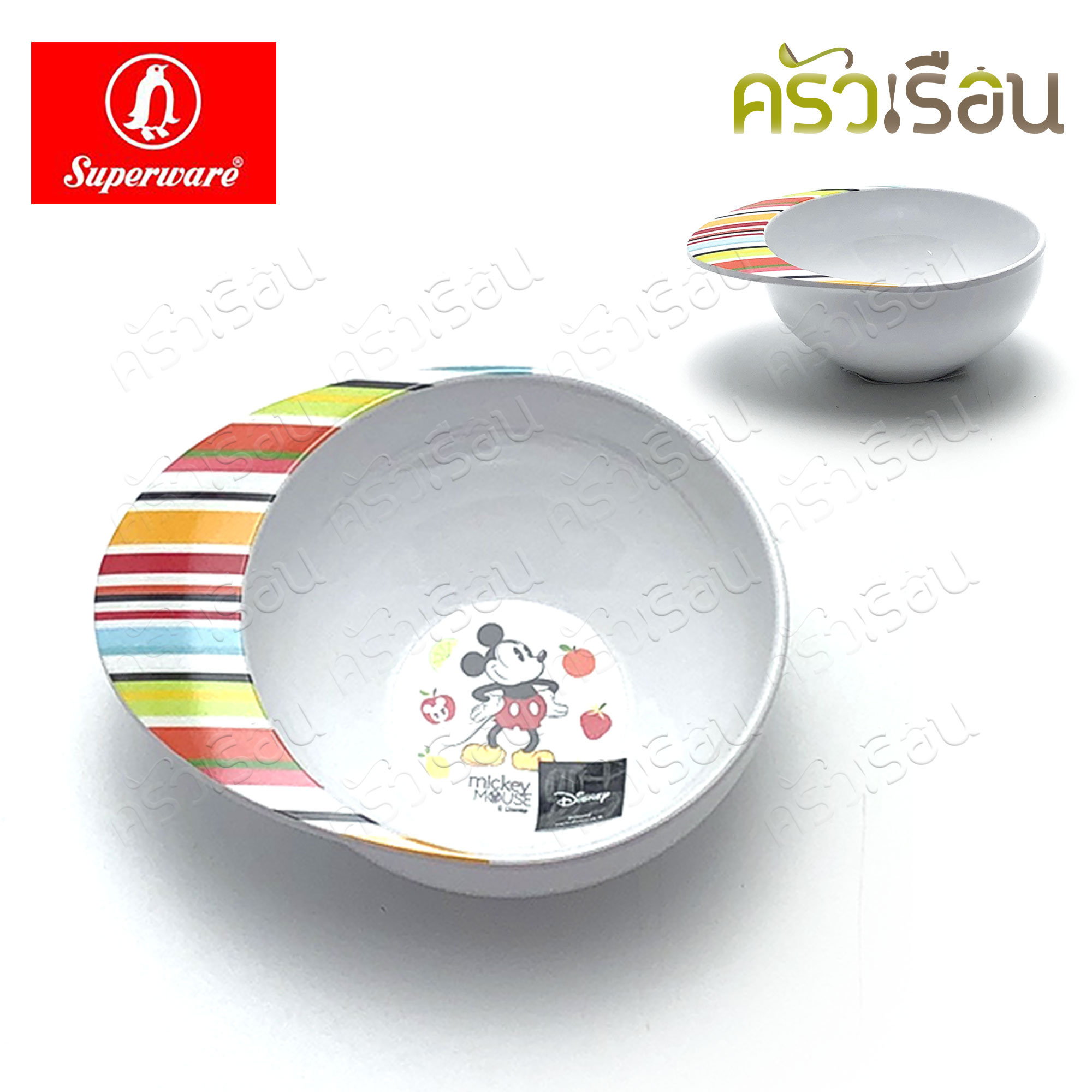 Superware ลาย Mickey Summer Fun มิกกี้ ซัมเมอร์ฟัน [ ราคาต่อชิ้น ] จาน หรือ ชาม หรือ ช้อนส้อม หรือ แก้วน้ำ เมลามีน