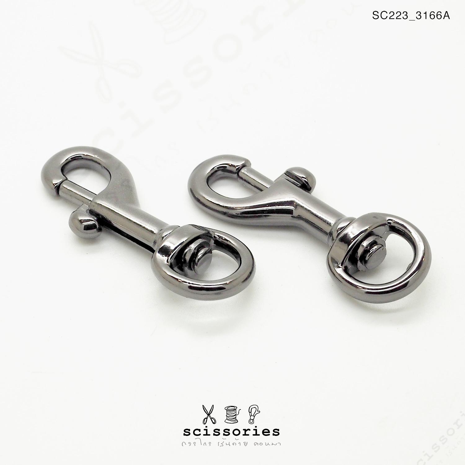 คอหมาเกี่ยว สีดำ เมทาลิค 2ตัว เกรด A