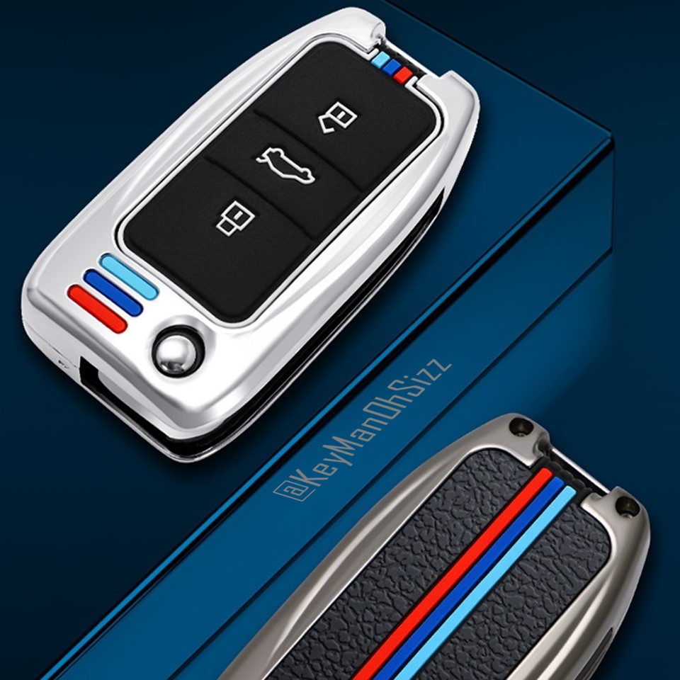 เคสโลหะรีโมทรถ MG ZS กุญแจพับข้าง Full Package 2021 (Alloy Up Grade Luminescence 3D Silicone Push button Guard) Key Sets MG Key Case MG6, ZS แบบพับข้าง
