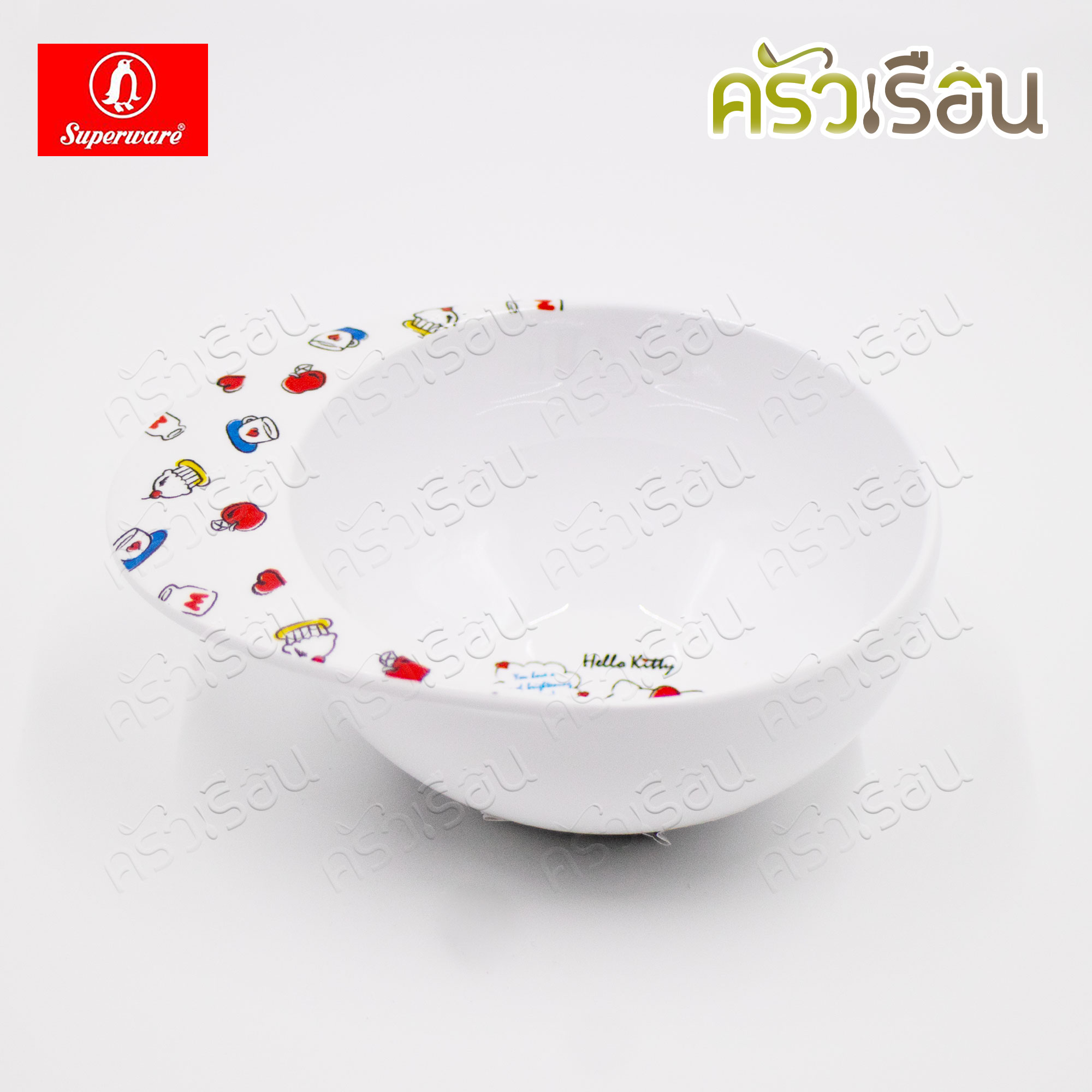 Superware ลาย คิตตี้ ฟรีบ็อกซ์ [ ราคาต่อชิ้น ] จาน หรือ ชาม หรือ ช้อนส้อม หรือ แก้วน้ำ เมลามีน Kitty Free Box