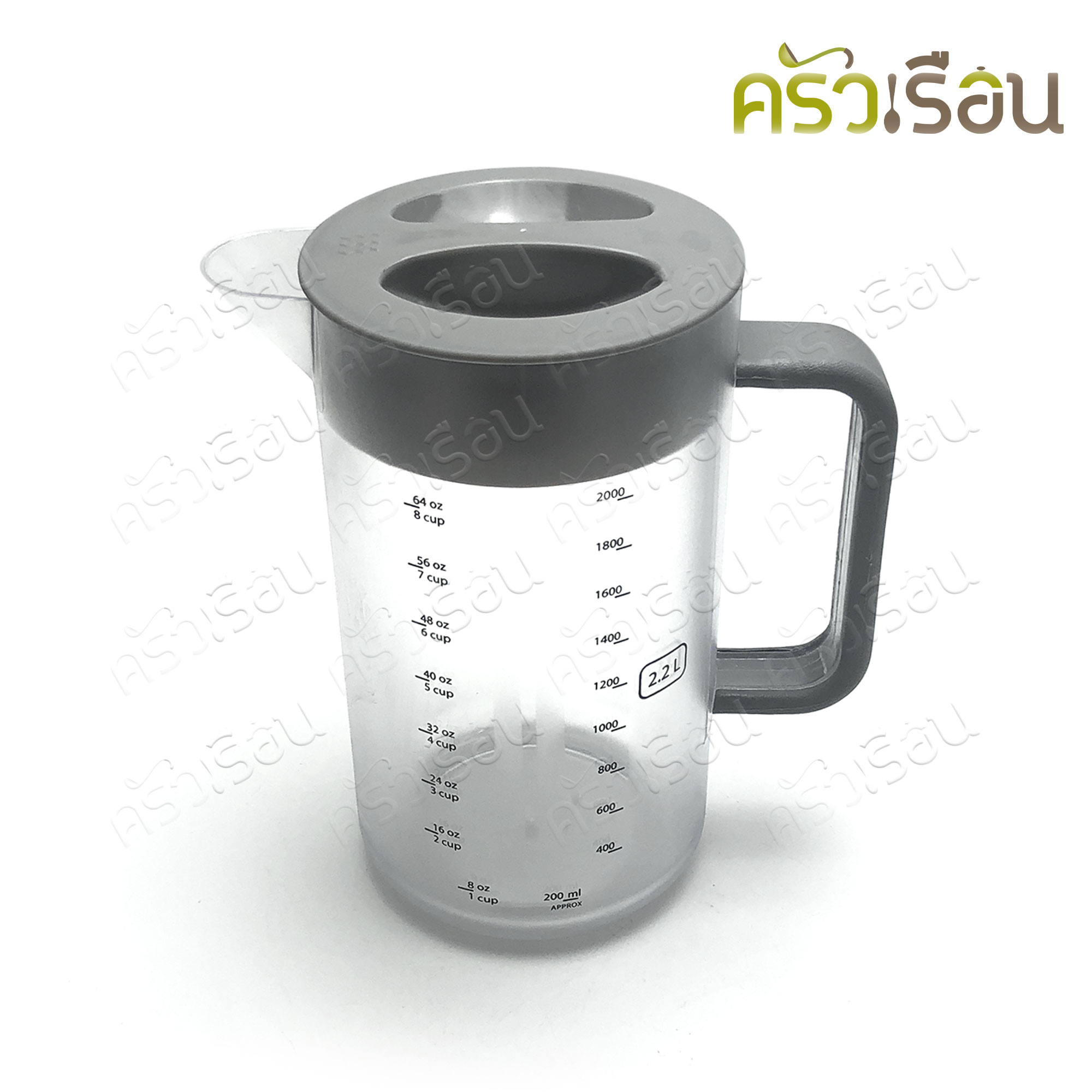Reangwa Standard round plastic water jug, with scale, 2.2 liters, 13 x 23 cm. RW0172, price per piece, pitcher, measuring pitcher.