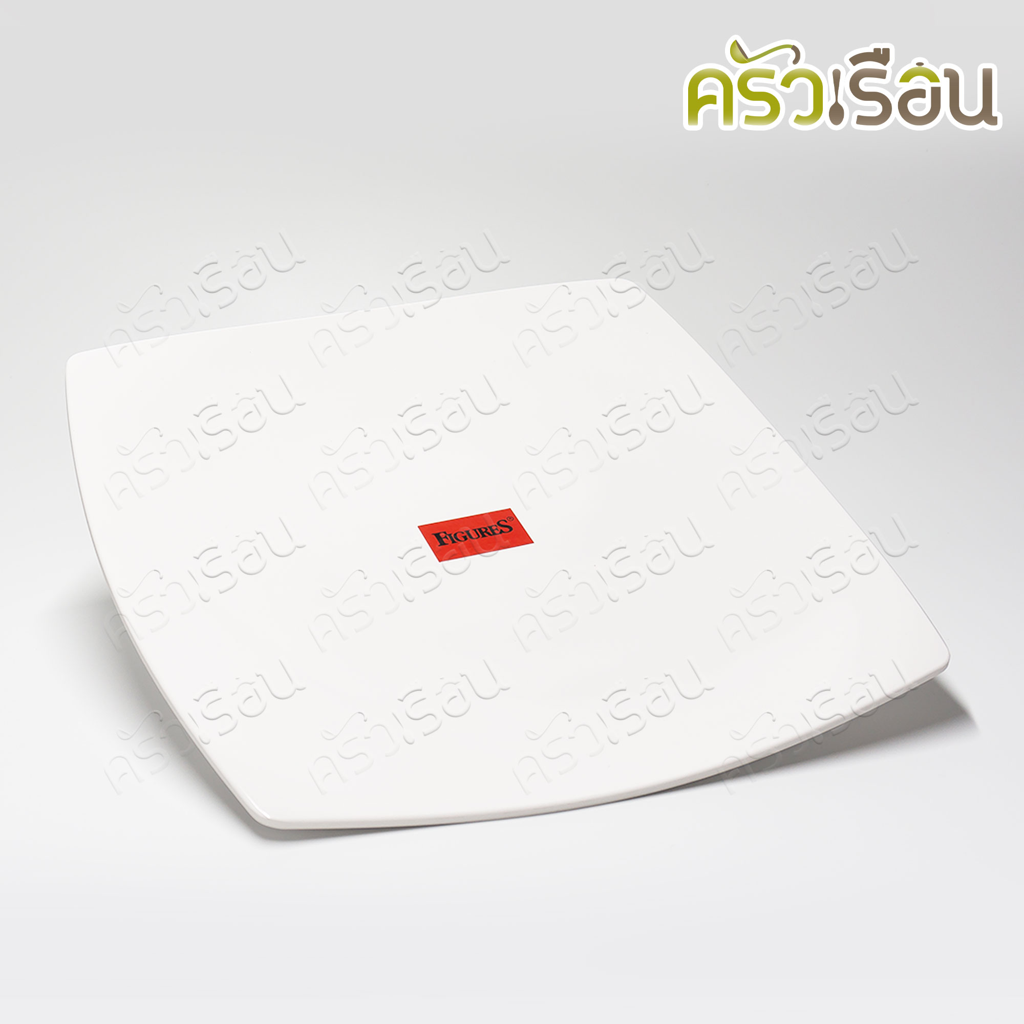 FIGURES จานเหลี่ยม เมลามีน 10 นิ้ว [ 26 x 26 x 3 ซม.] สีดำ หรือ สีครีมขาว P990-10 จานข้าว จานเหลี่ยม จาน สี่เหลี่ยม