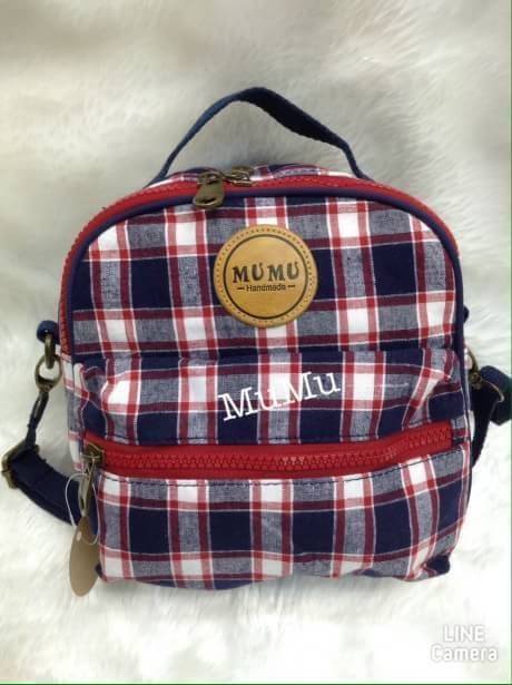 กระเป๋าเป้ได้สะพายได้ mumu ลายดอกไม้ชมพู