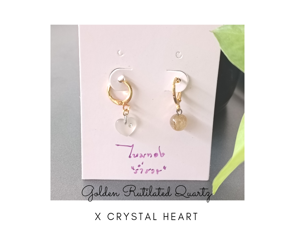 ต่างหู "Sassy" Sweetheart + หินแท้ ไหมทอง Earring (มั่งคั่ง)