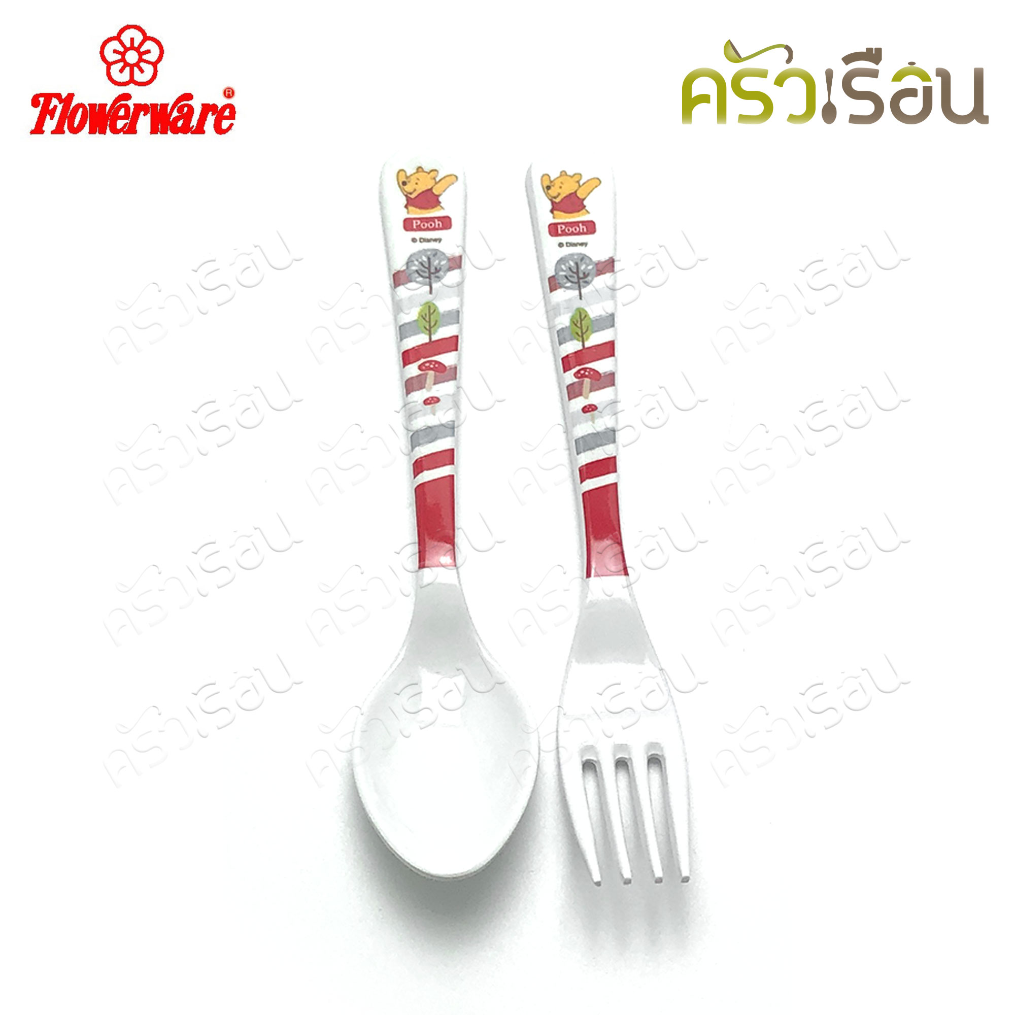 Flowerware ลายหมีพูห์ วู้ดแลนด์ Pooh Woodland [ ราคาต่อชิ้น ] ชาม หรือ ช้อนส้อม หรือ แก้วน้ำ เมลามีน