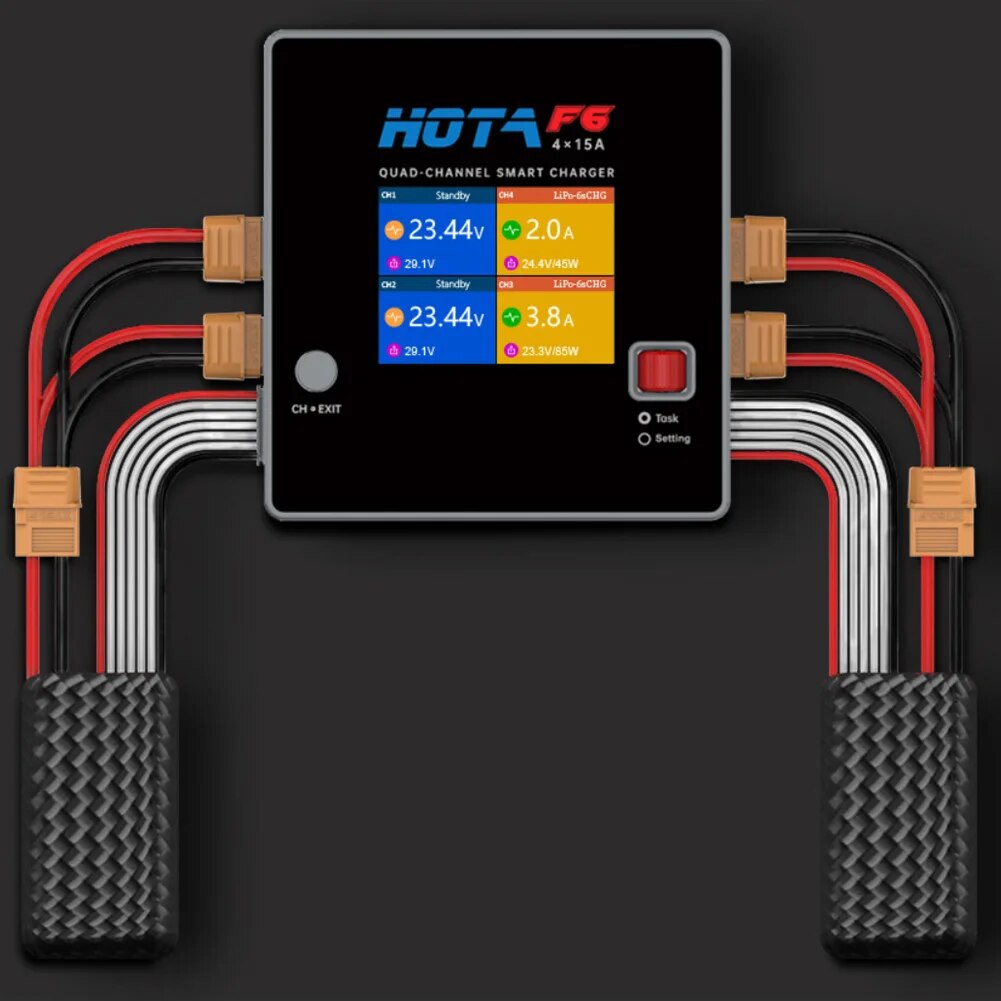 F6 Hota 1000W 250Wx4 15Ax4 Lipo LiIon NiMH LiPo แบตเตอรี่ USB-A Type-C สำหรับโดรน แล็ปท็อป แท็บเล็ต อุปกรณ์โดรน Drone