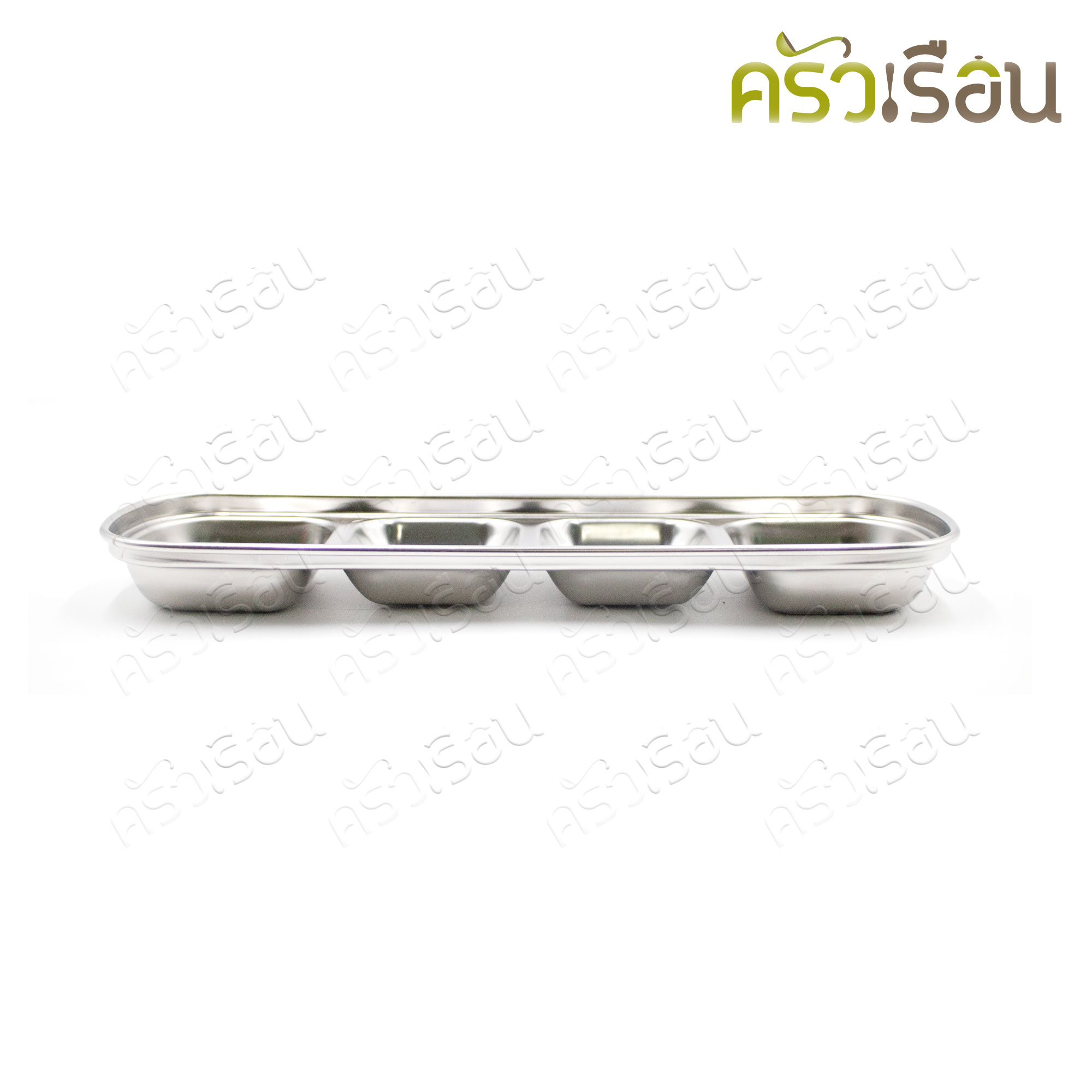 US Korean style, sauce dish, stainless steel, 4 compartments, 8.4 x 27.3 x 2.4 cm. LM-274. 4 grids sauce serve