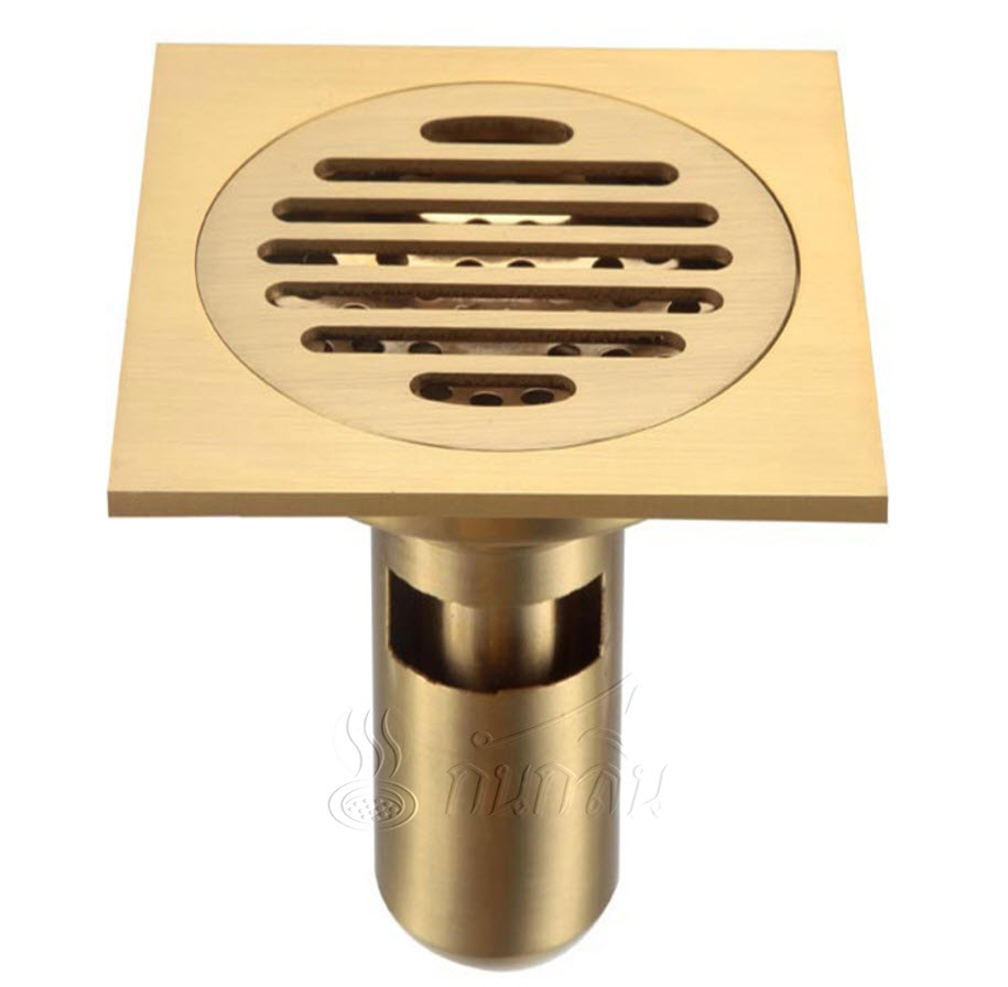ชุดตะแกรง (floor drain) พร้อมท่อกันกลิ่นทองเหลืองแบบสั้น