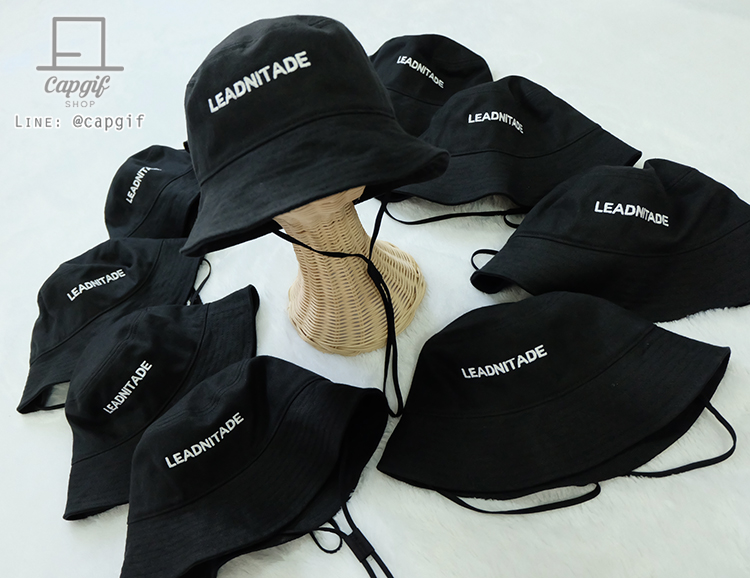 หมวกบักเก็ต(bucket)สีดำปักชื่อทีม