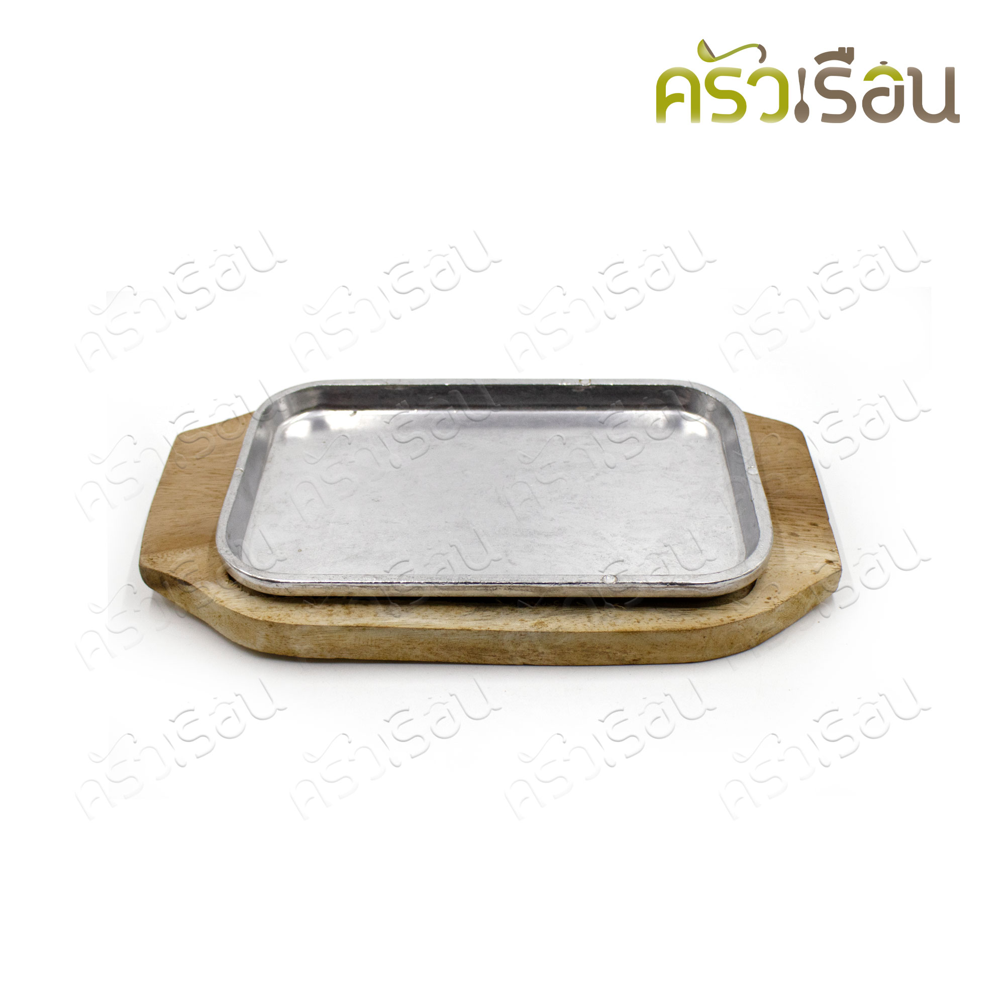 SUPER ALUMINUM จานสเต็ก อลูมิเนียม เหลี่ยมเล็ก พร้อมไม้รอง 14 x 22 ซม. No.213 ตราถุงเงิน