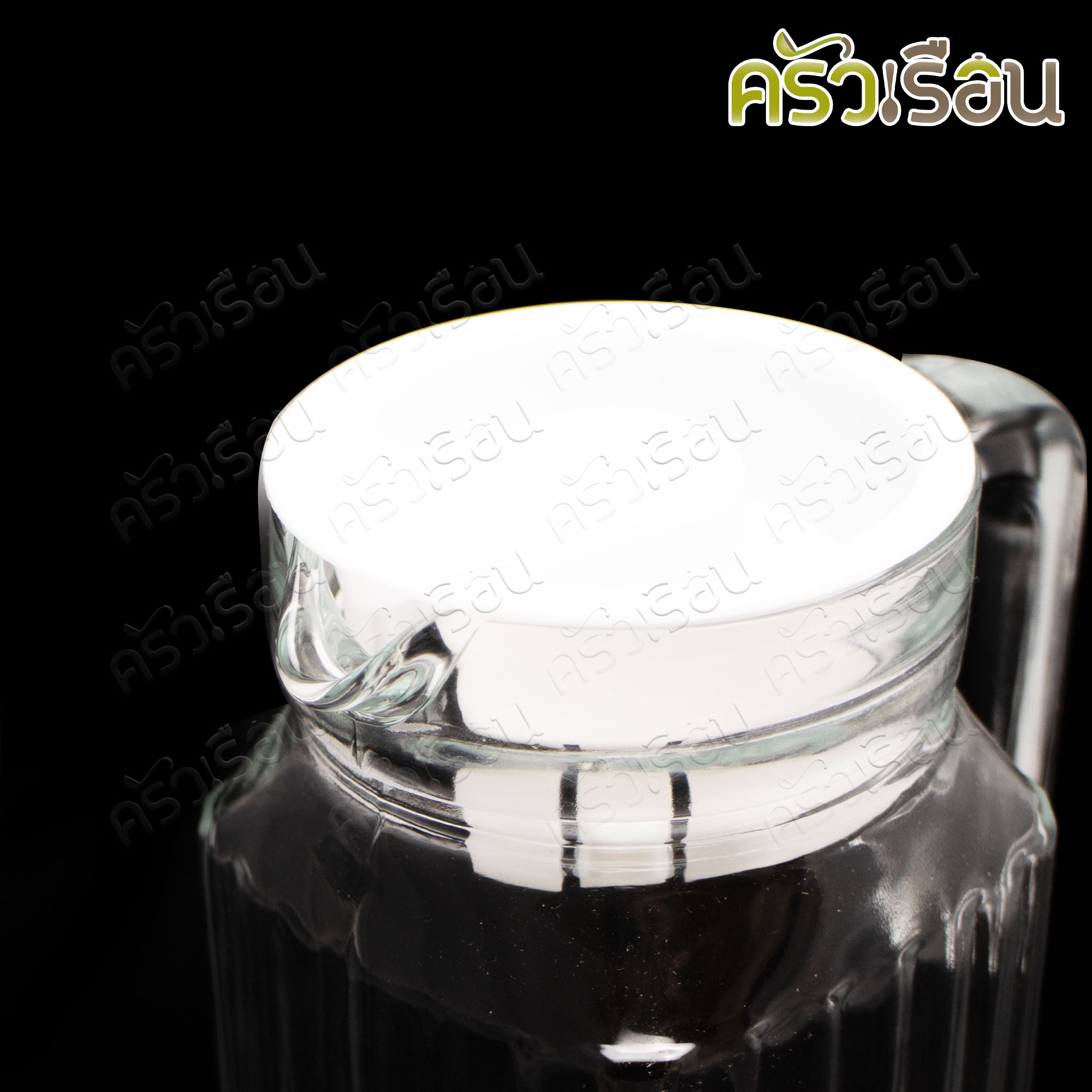 US เหยือกน้ำ แก้วใส ลายริ้ว พร้อมฝาพลาสติก 1200 มล. 8.7 x 13 x 24.5 ซม. SQP-200PC [ 1.2 ลิตร ]