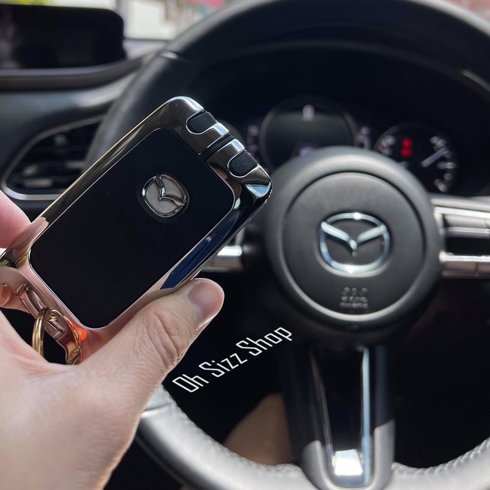 เคสรีโมทรถ New MAZDA 2022 Hard Case 360 องศา (Alloy Silicone Key Cover with Silicone Push button Guard) Mazda Key Sets CX3, CX5, CX7, CX30, All new SkyActiv-G Smart Key