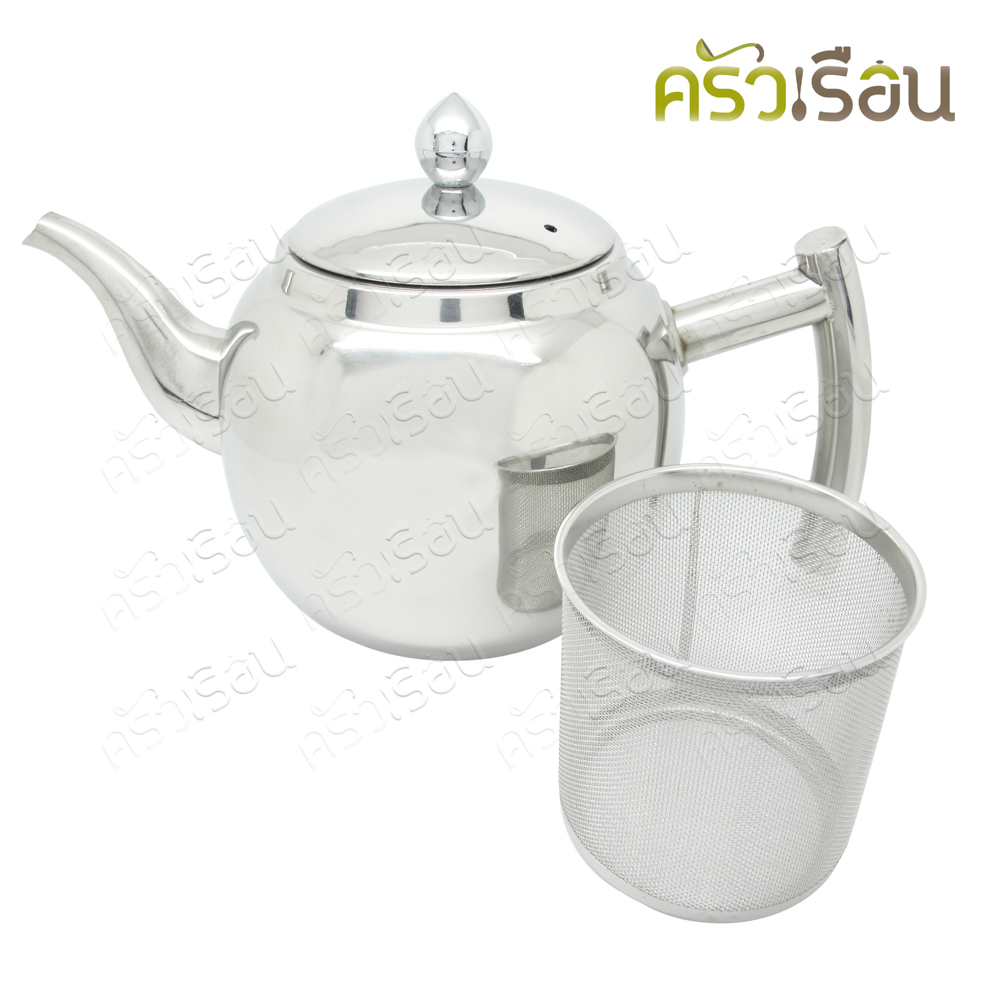 Double apples กาน้ำชาสเตนเลสทรงกลม+ที่กรอง 0.8 ลิตร SXK602