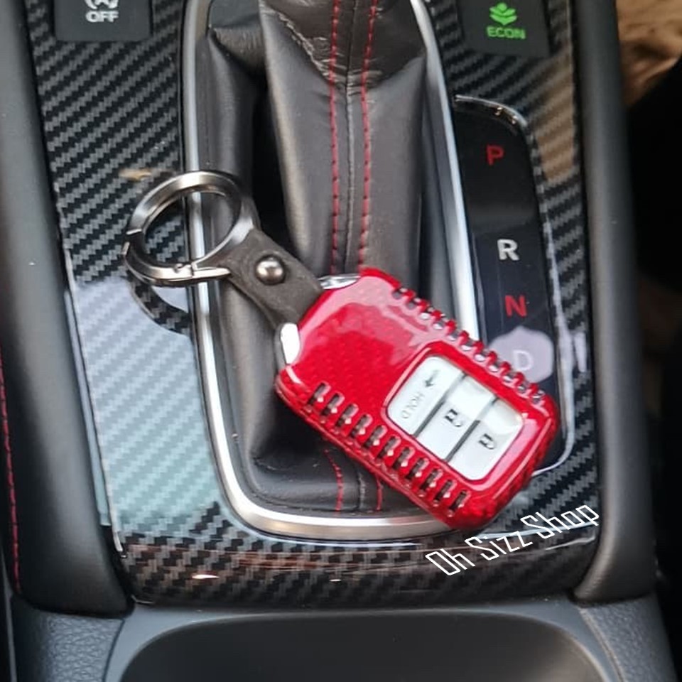 เคสรีโมทรถ Honda Smart Key คาร์บอนไฟเบอร์แท้ T-Carbon Air Vent Design (Top Product ; Carbon Fiber Key Case) แถมแผ่นใส TPU กันรอยปุ่ม Key Sets Model Honda Accord, CRV, HRV, Civic, City Smart Key 10 Generation Smart Key 2, 3 และ 4 ปุ่ม